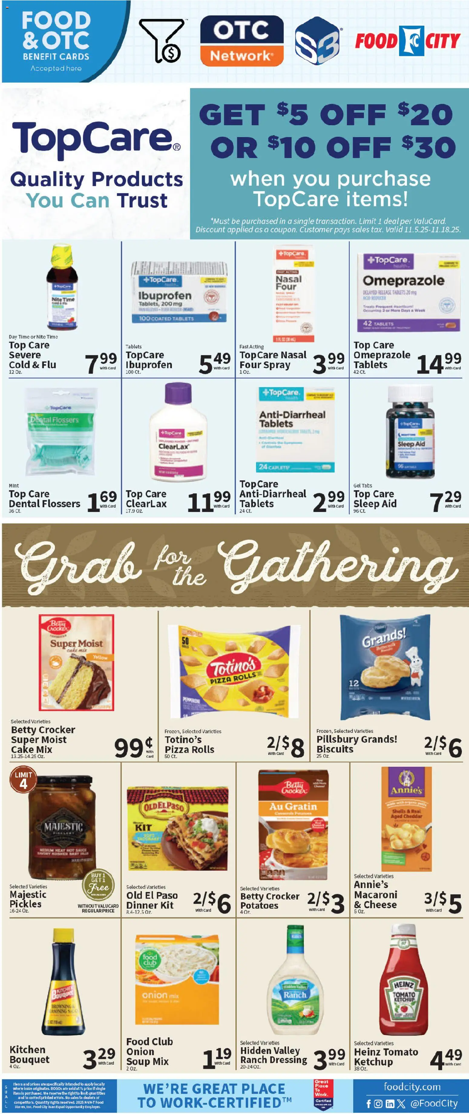 Food City Weekly Ad - valid from 12.11.2025 | Page: 7 | Products: Cheese, Ketchup, Potatoes, Pc