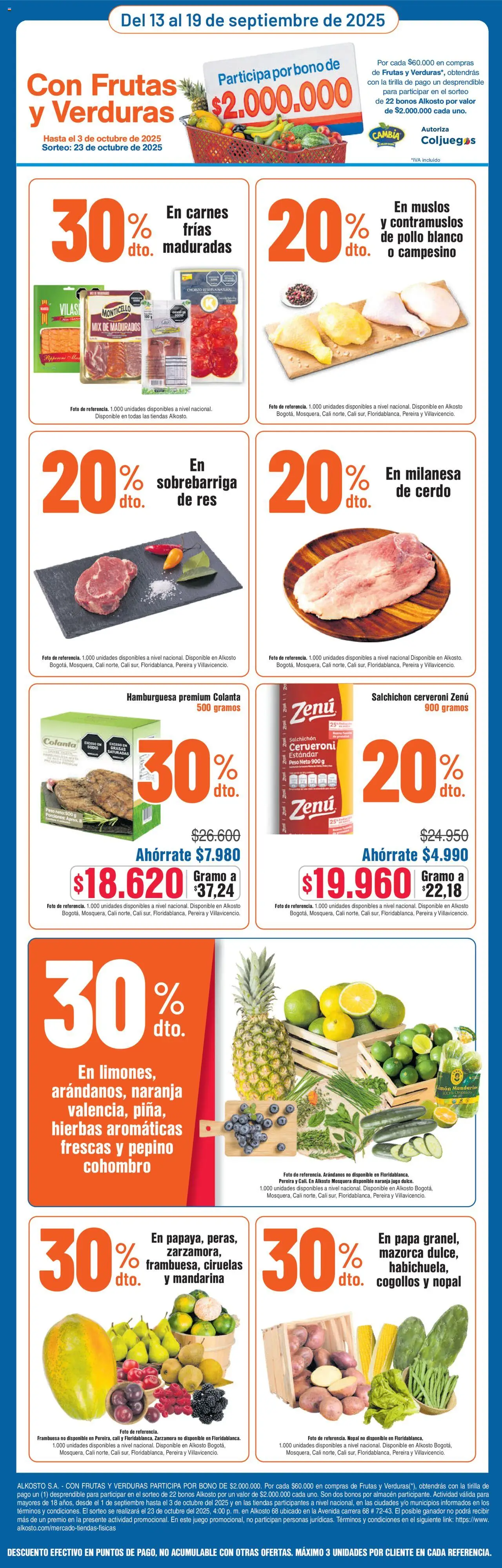 Alkosto revista - valida desde el 13.09.2025 | Página: 3 | Productos: Pollo, Arándanos, Chorizo, Mazorca