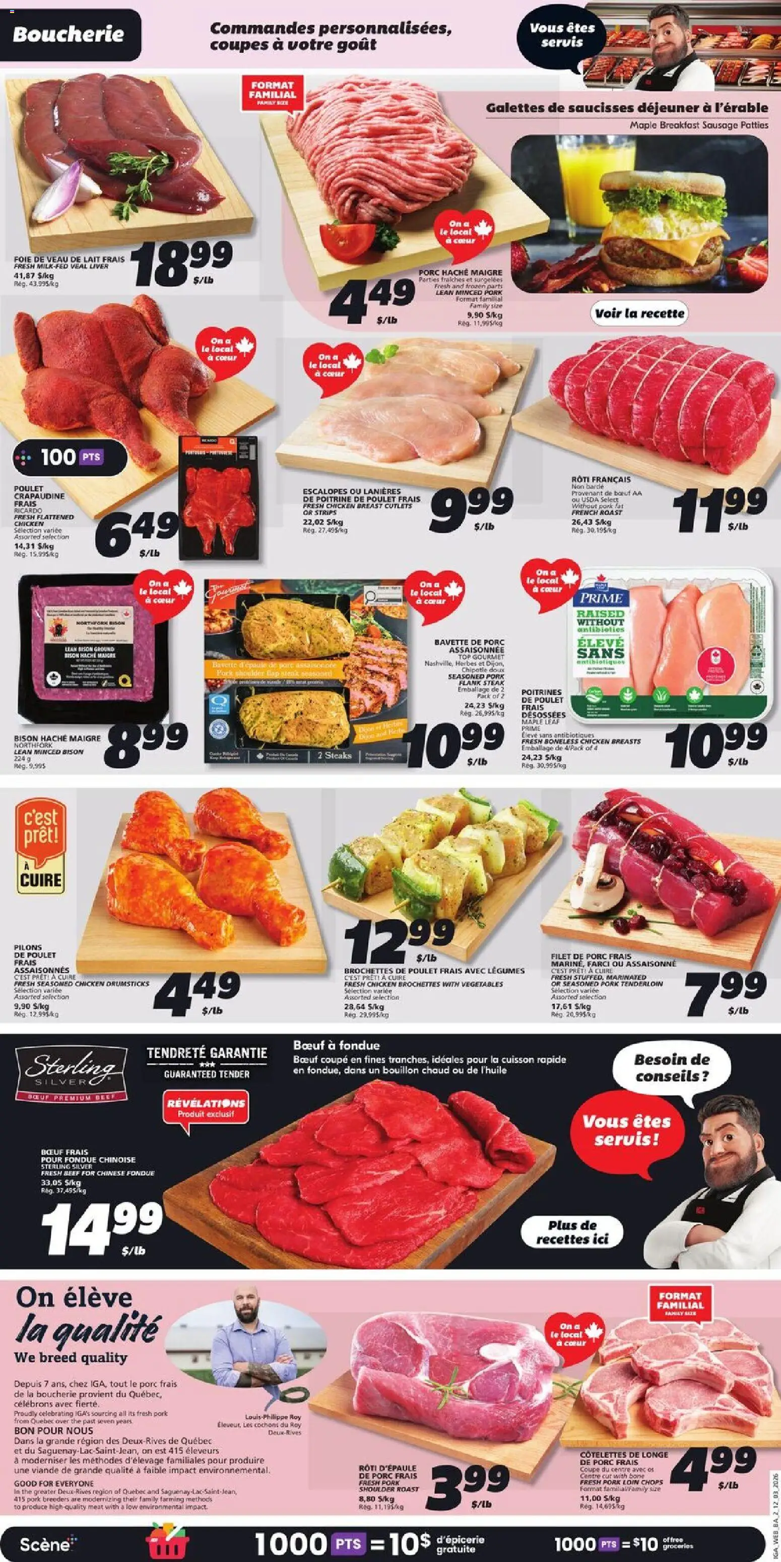 IGA flyer valid from 12.03.2026 | Page: 4 | Products: Beef, Chicken breasts, Chicken, Pork