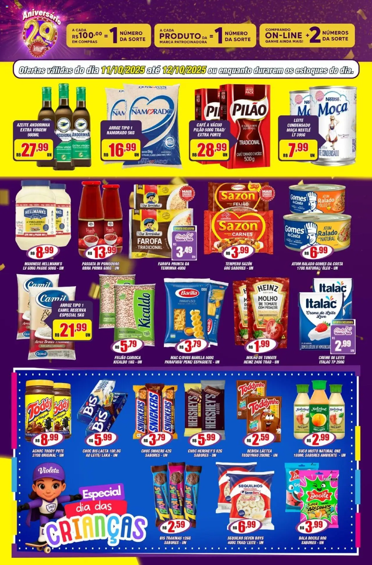 Violeta Supermercados Folheto - válido de 11.10.2025 | Página: 6 | Produtos: Feijão, Ovos, Óleo, Suco
