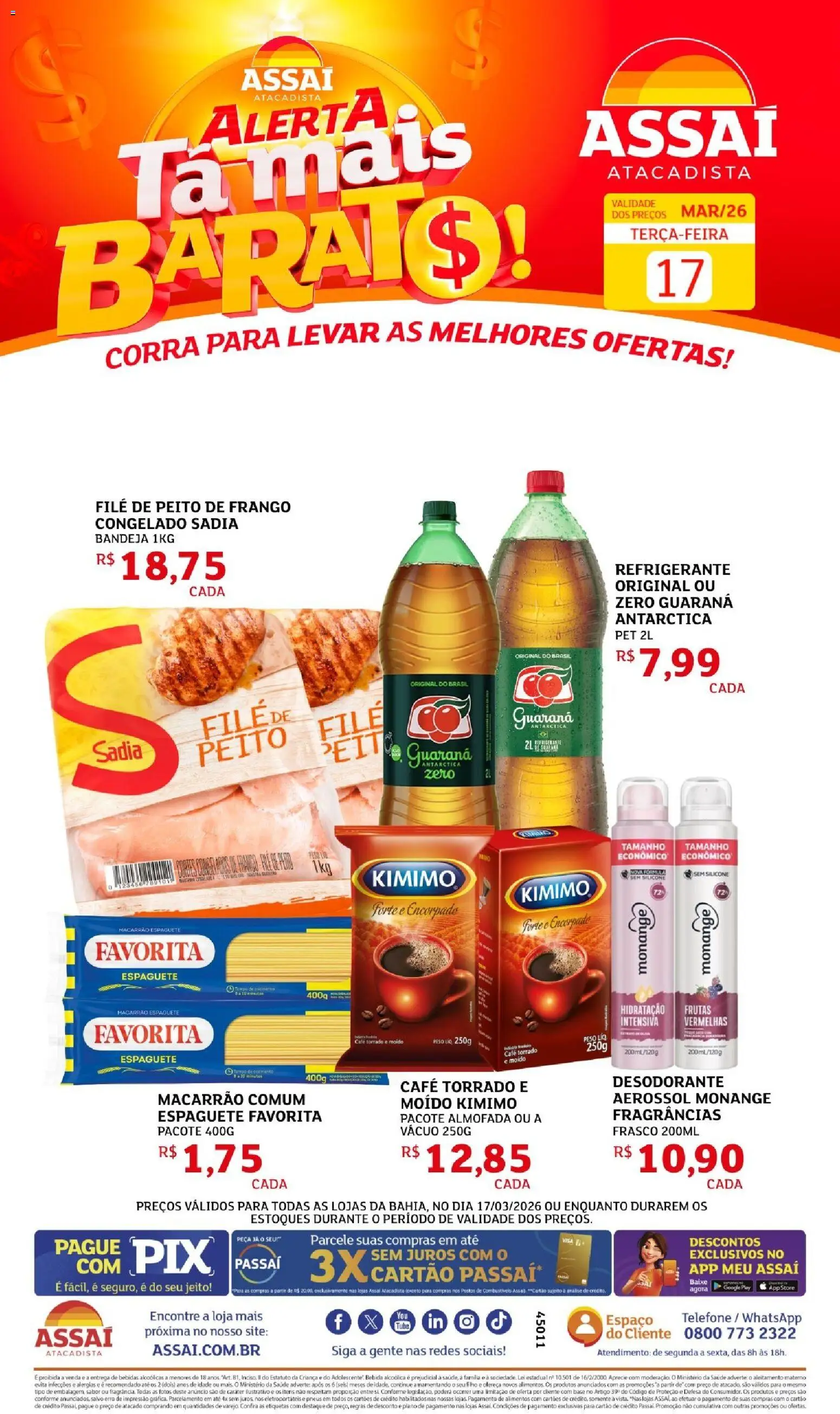 Assaí Atacadista Folheto - válido de 17.03.2026 | Página: 1 | Produtos: Espaguete, Guaraná, Pneus, Refrigerante