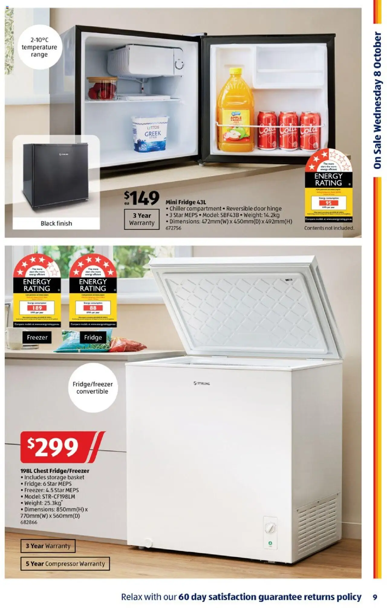 Aldi catalogue - valid from 08.10.2025 | Page: 9 | Products: Door, Basket, Freezer, Weight