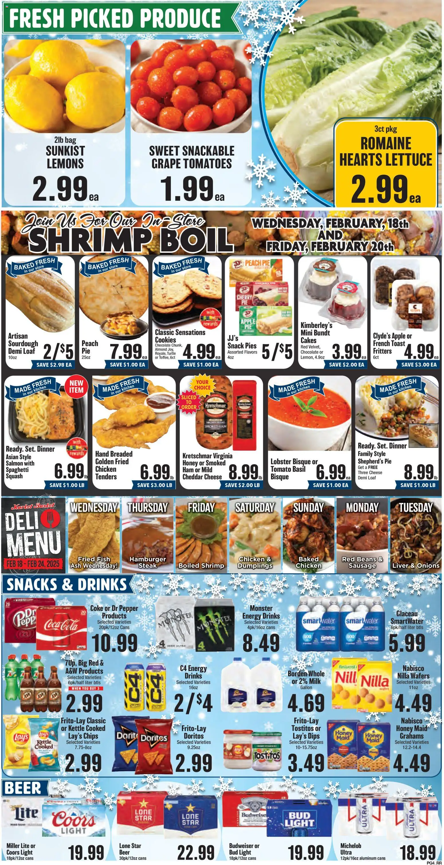 Market Basket Weekly Ad - valid from 18.02.2026 | Page: 4 | Products: Basket, Chocolate, Water, Sausage