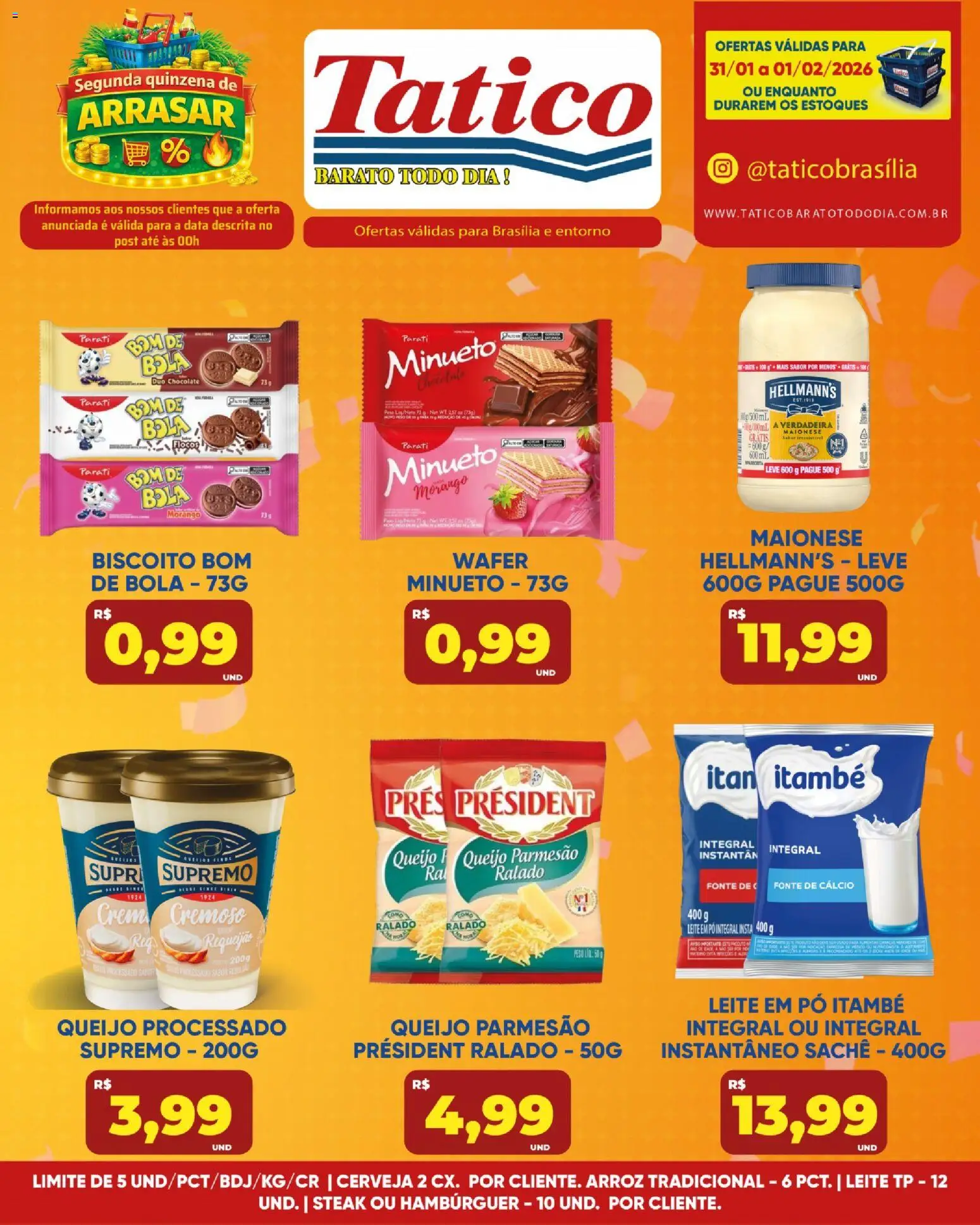 Tatico Folheto - válido de 31.01.2026 | Página: 5 | Produtos: Chocolate, Queijo parmesão, Maionese, Leite em pó