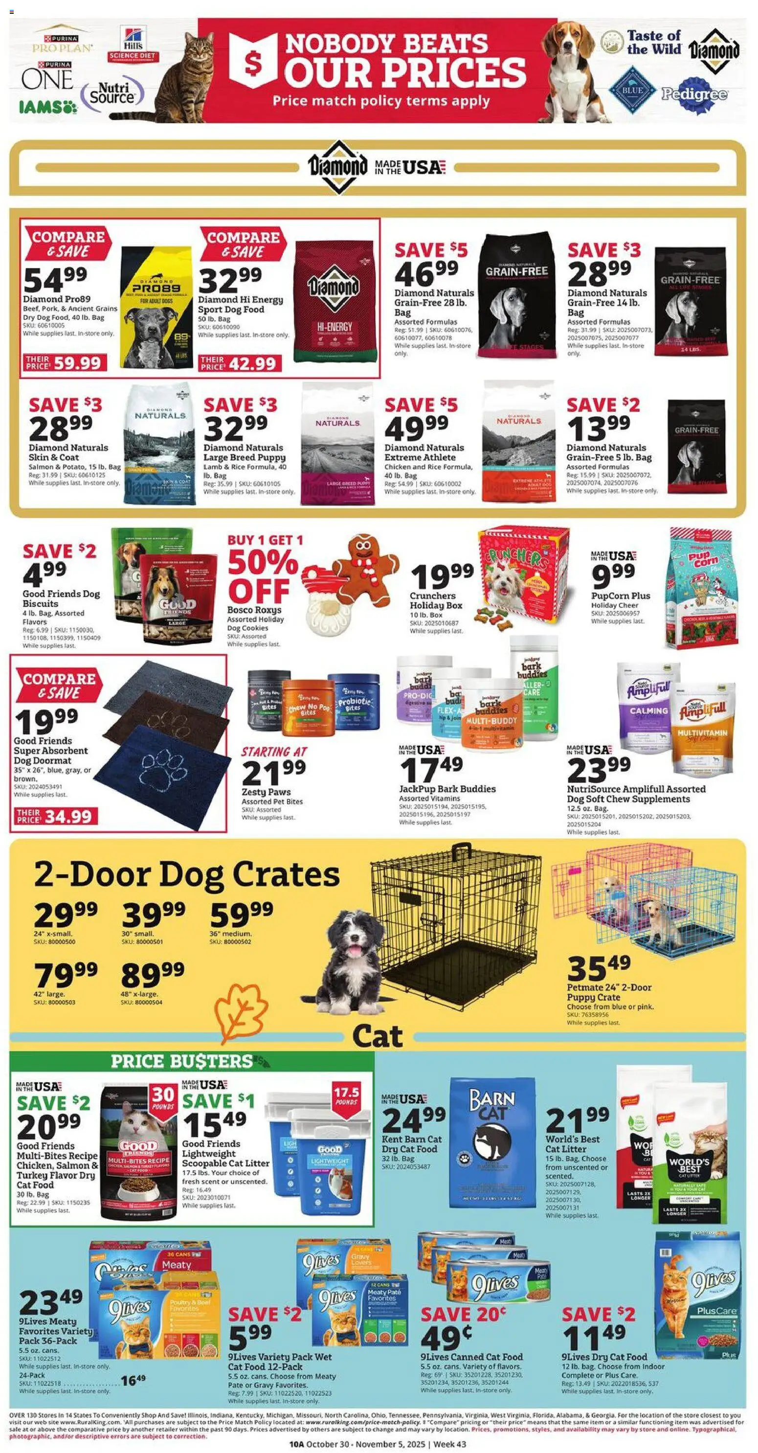 Rural King Weekly Ad - valid from 30.10.2025 | Page: 9 | Products: Box, Dog Food, Cat Food, Cookies