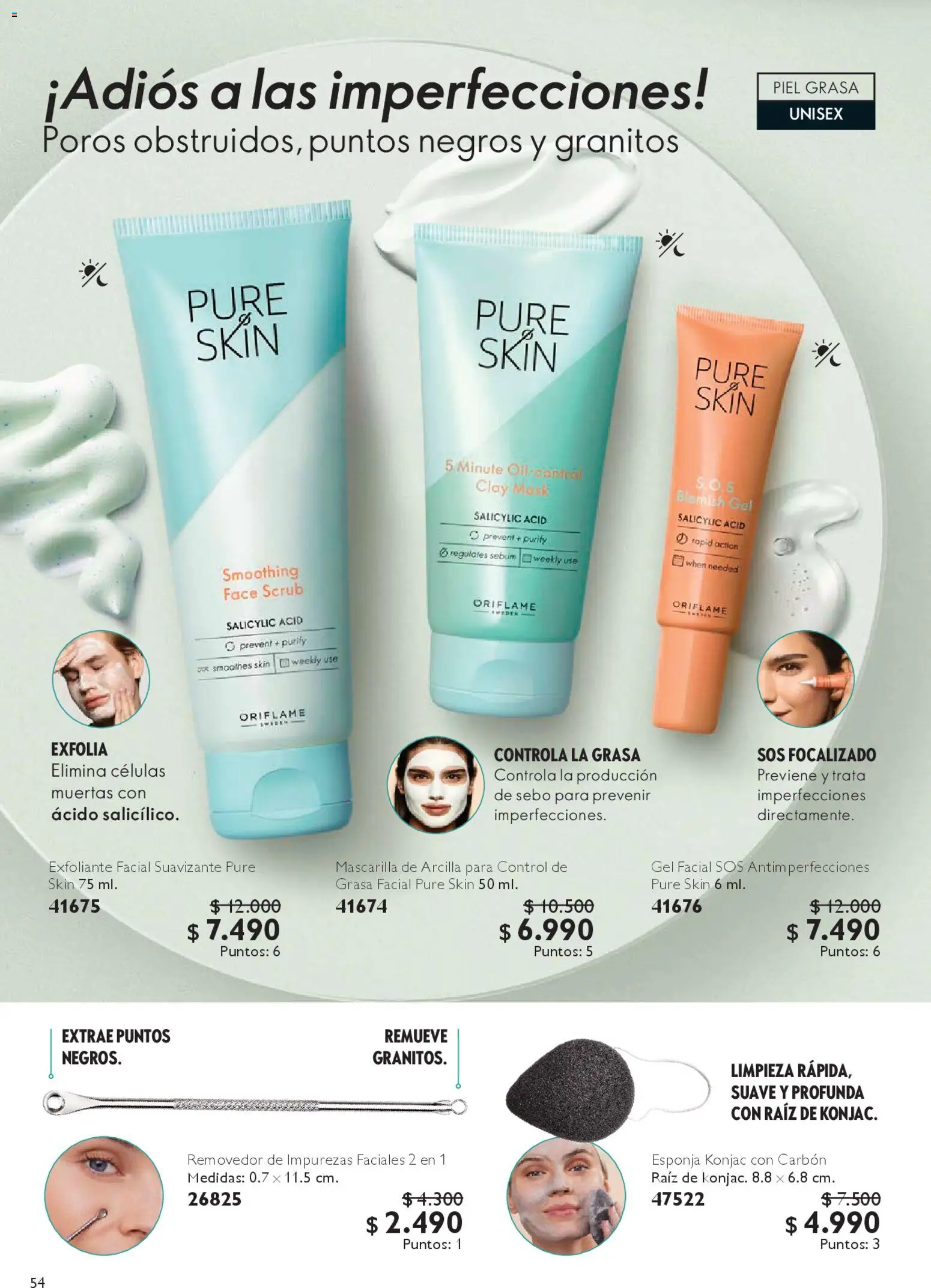 Oriflame catálogo │ válido desde el 07.03.2026 | Página: 54 | Productos: Exfoliante facial, Esponja, Suavizante, Mascarilla