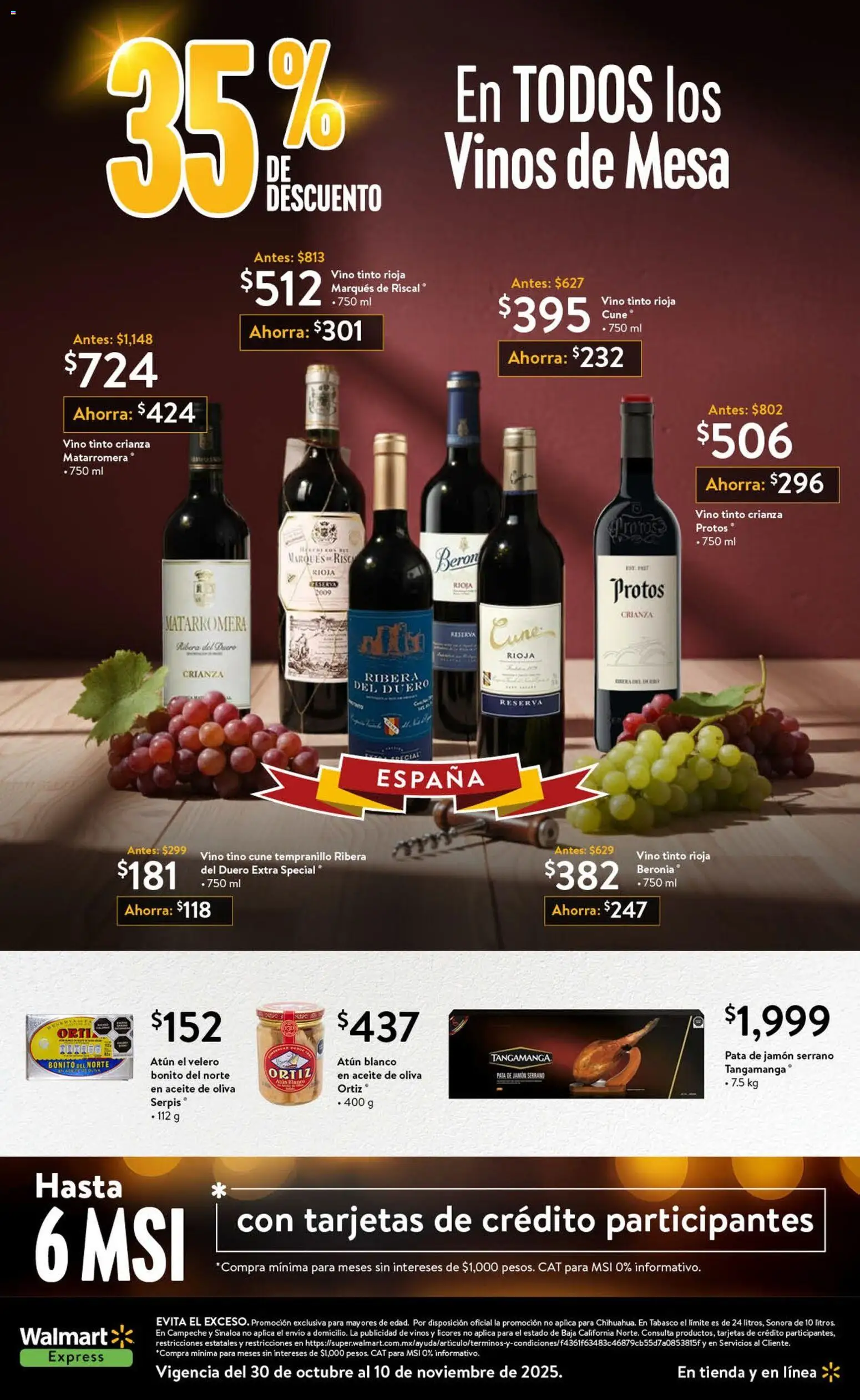 Nuevas ofertas de Walmart Express válidas en toda la República Mexicana desde el 30.10.2025. ¡Encuentra las mejores ofertas en Walmart Express folleto! | Página: 2 | Productos: Aceite de oliva, Aceite, Vino, Mesa