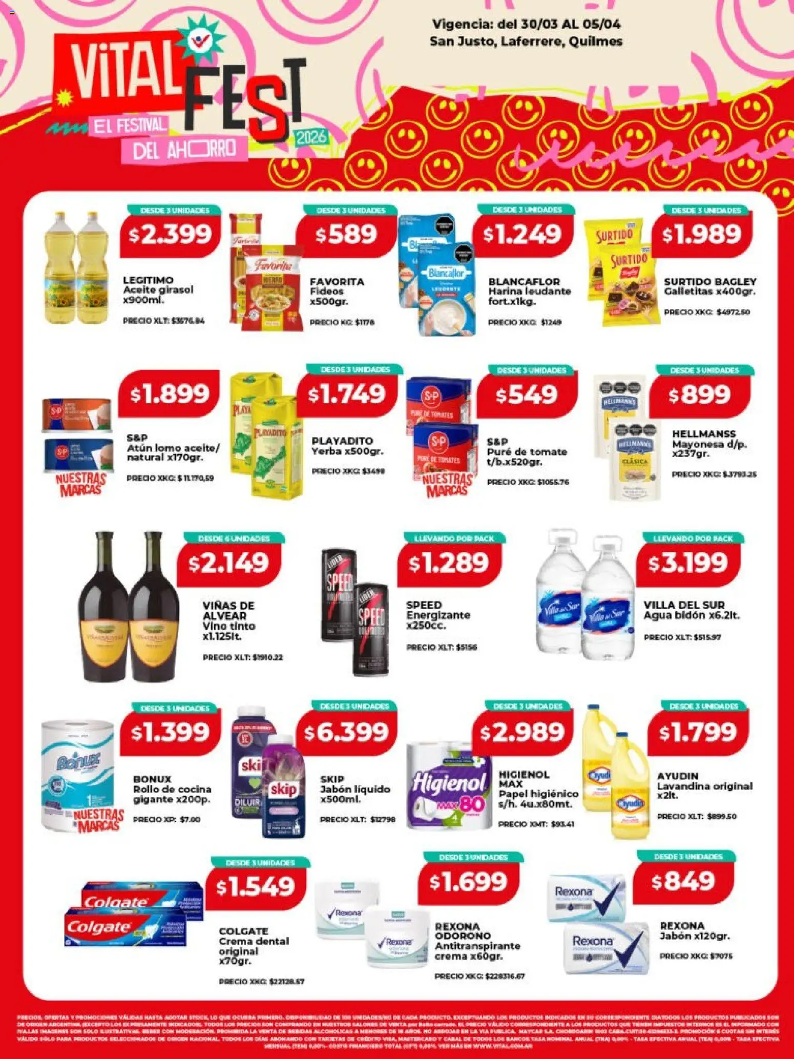 Vital -Ofertas - Laferrere  │ válido desde el 30.03.2026 | Página: 1 | Productos: Bidón, Yerba, Atún, Agua