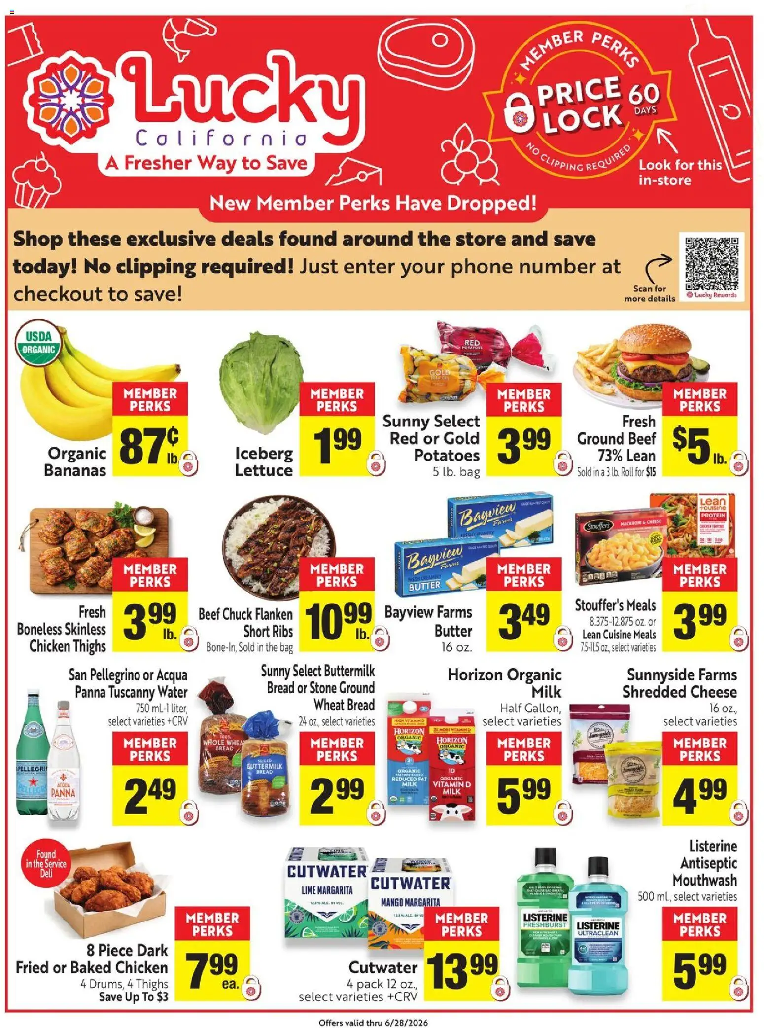 Lucky Supermarkets Ad - valid from 22.04.2026 | Page: 1 | Products: Lettuce, Cheese, Bread, Bananas