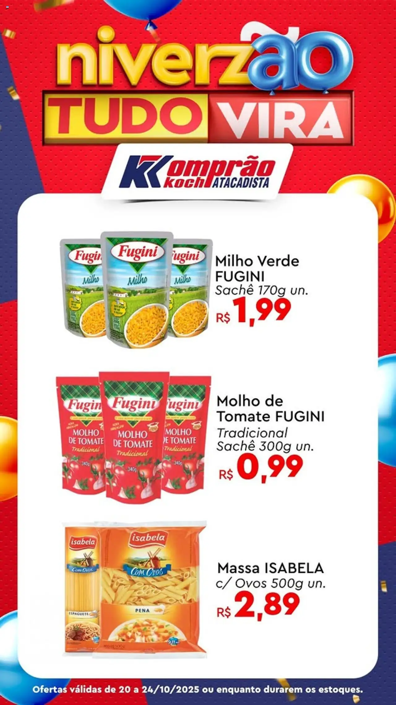 Komprao Atacadista Folheto - válido de 20.10.2025 | Página: 3 | Produtos: Espaguete, Milho verde, Molho de tomate, Massa