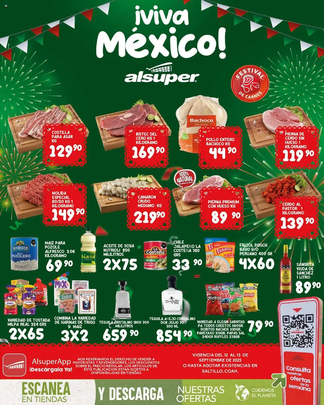 Nuevas ofertas de Alsuper válidas en toda la República Mexicana desde el 12.09.2025. ¡Encuentra las mejores ofertas en Alsuper - Folleto - Saltillo! | Página: 1 | Productos: Maíz, Sal, Tequila, Sobre