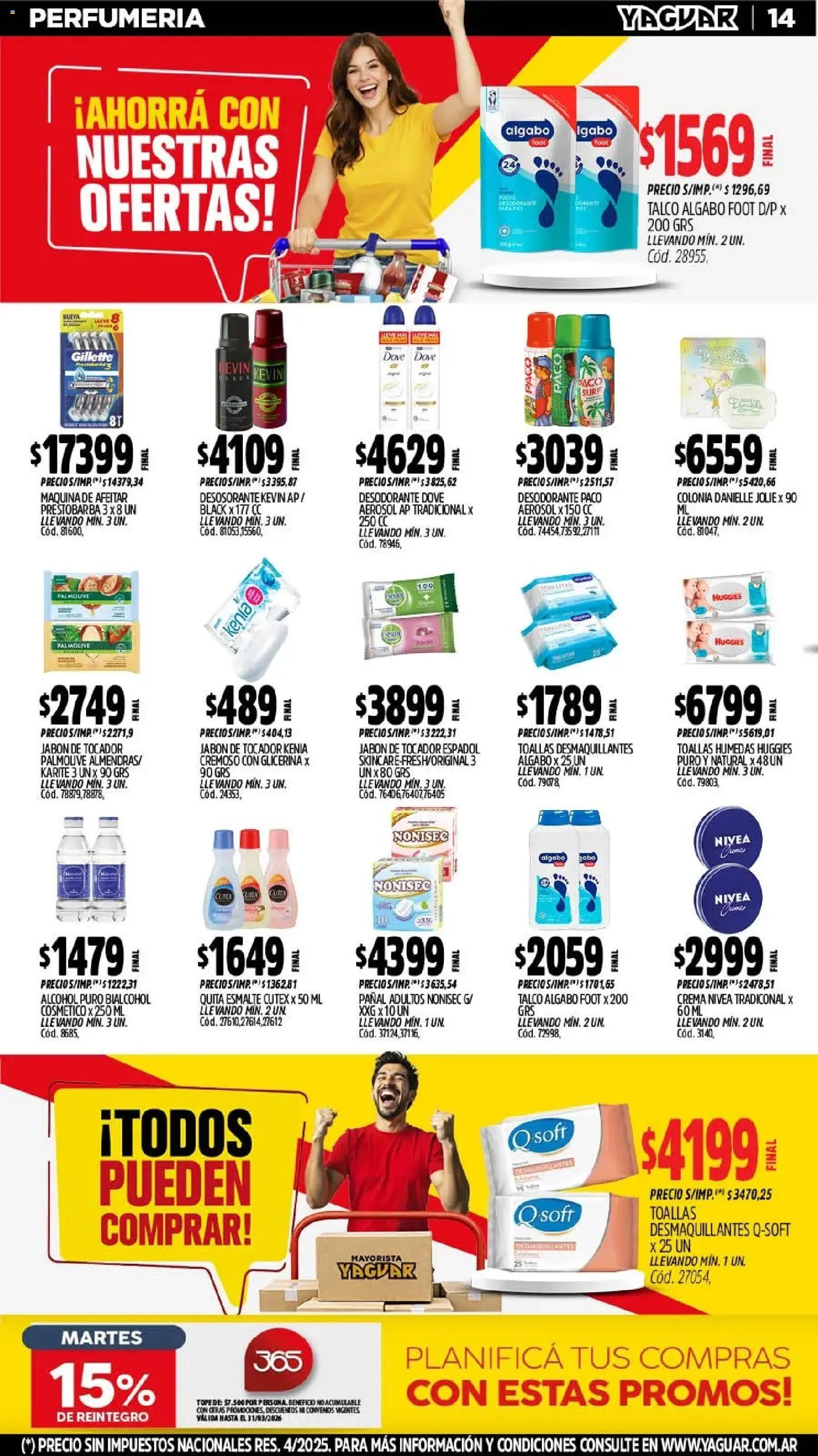Yaguar - Oferta Semanal Santa Fé │ válido desde el 02.03.2026 | Página: 14 | Productos: Toallas, Jabón, Desodorante, Crema