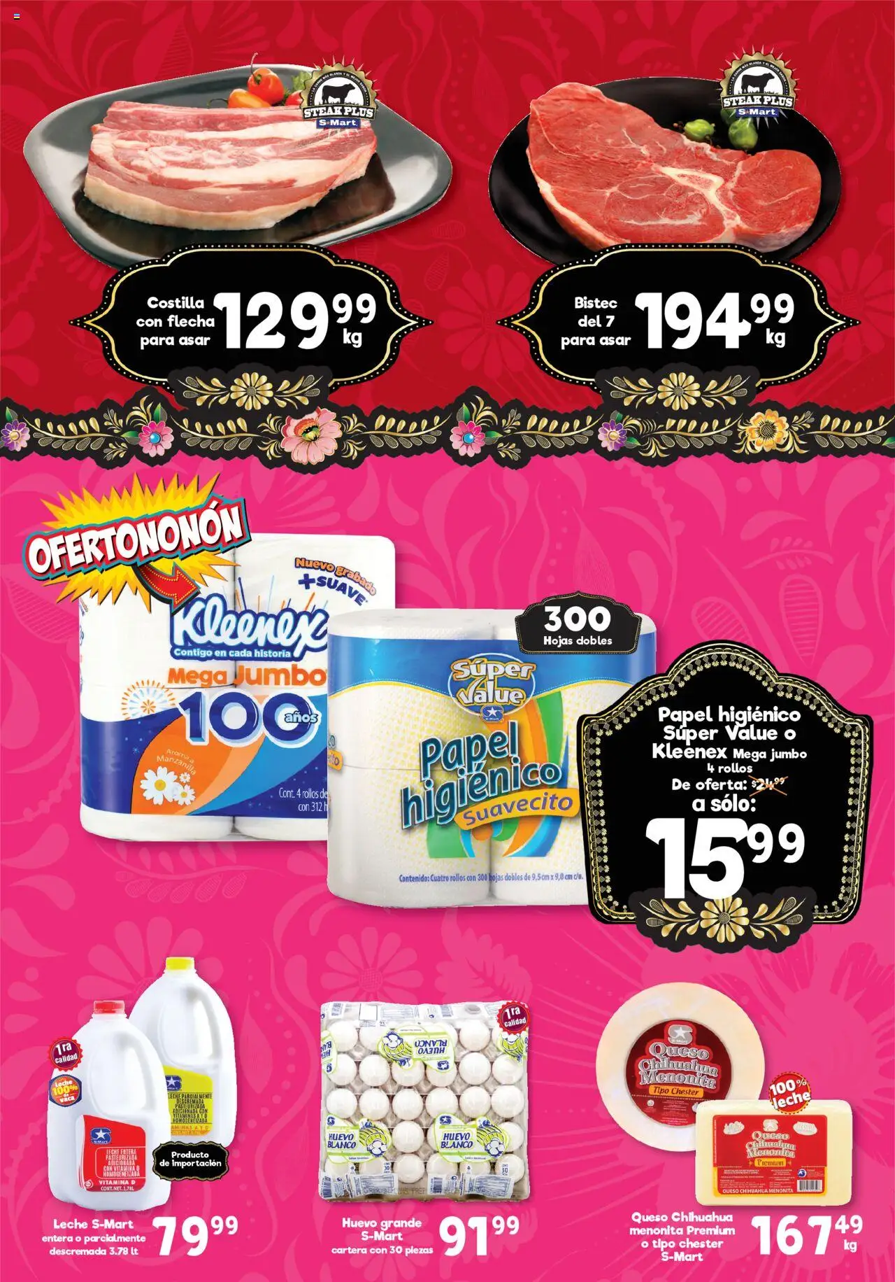 Nuevas ofertas de S-Mart válidas en toda la República Mexicana desde el 15.08.2025. ¡Encuentra las mejores ofertas en S-Mart - Folleto - Nuevo Laredo! | Página: 1 | Productos: Huevo, Leche, Queso, Papel higiénico