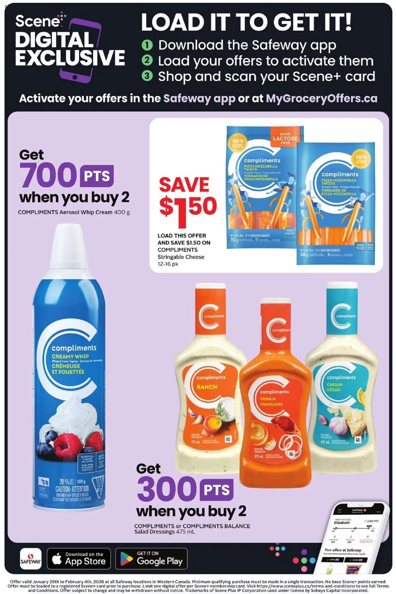 Safeway flyer valid from 29.01.2026 | Page: 19 | Products: Cream, Salad, Cheese, Pizza