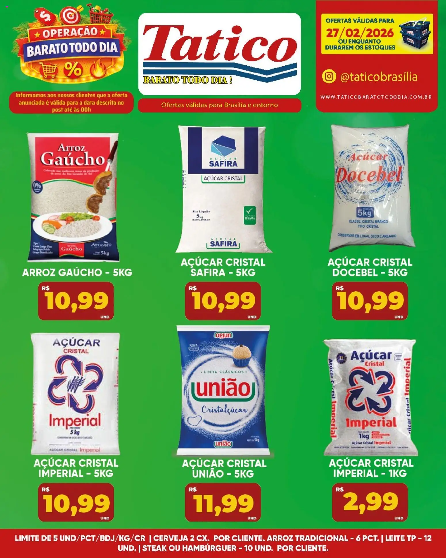 Tatico Folheto - válido de 27.02.2026 | Página: 1 | Produtos: Piso, Leite, Cerveja, Arroz