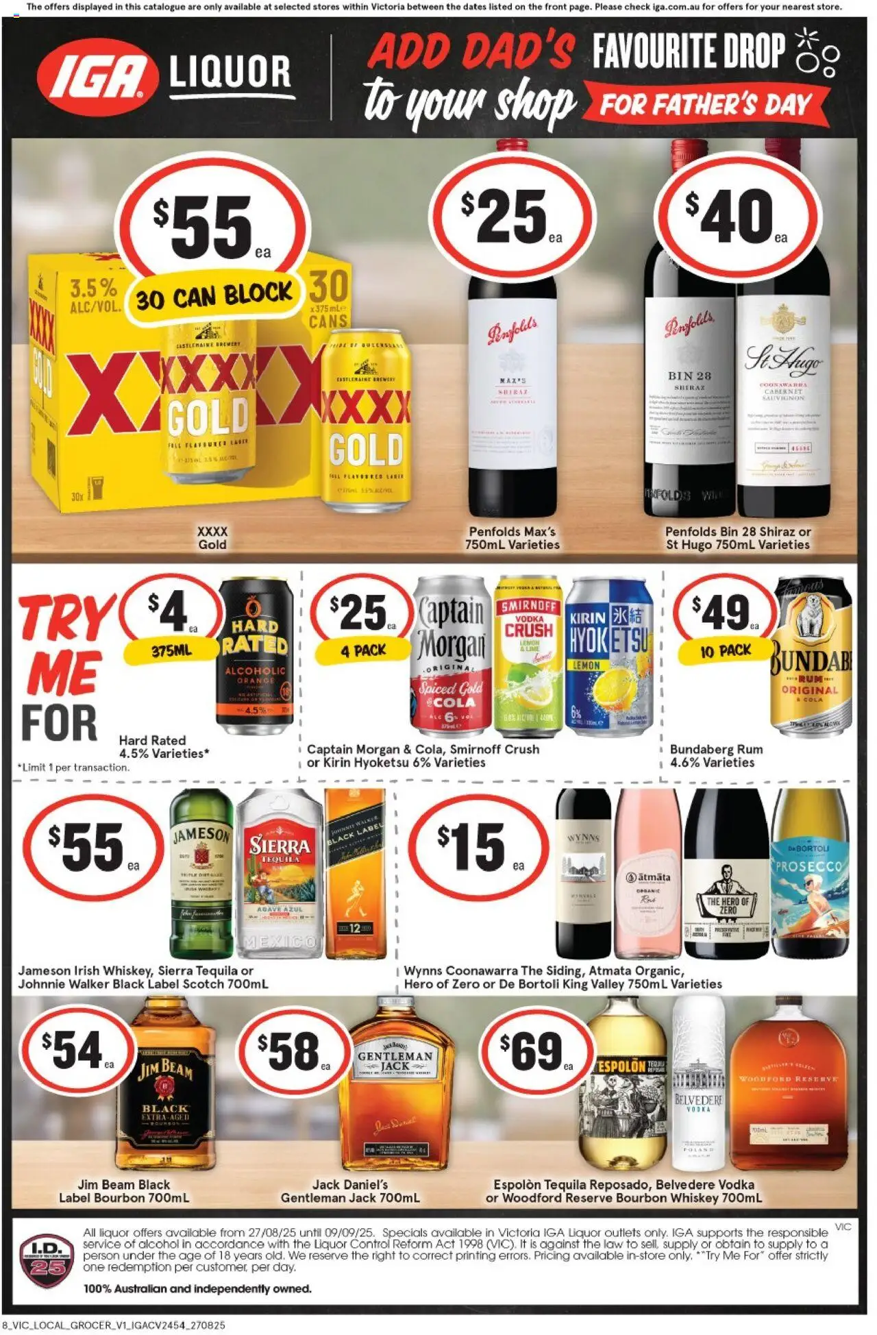 IGA catalogue - valid from 27.08.2025 | Page: 2 | Products: Bourbon, Whiskey, Rum, Lemon
