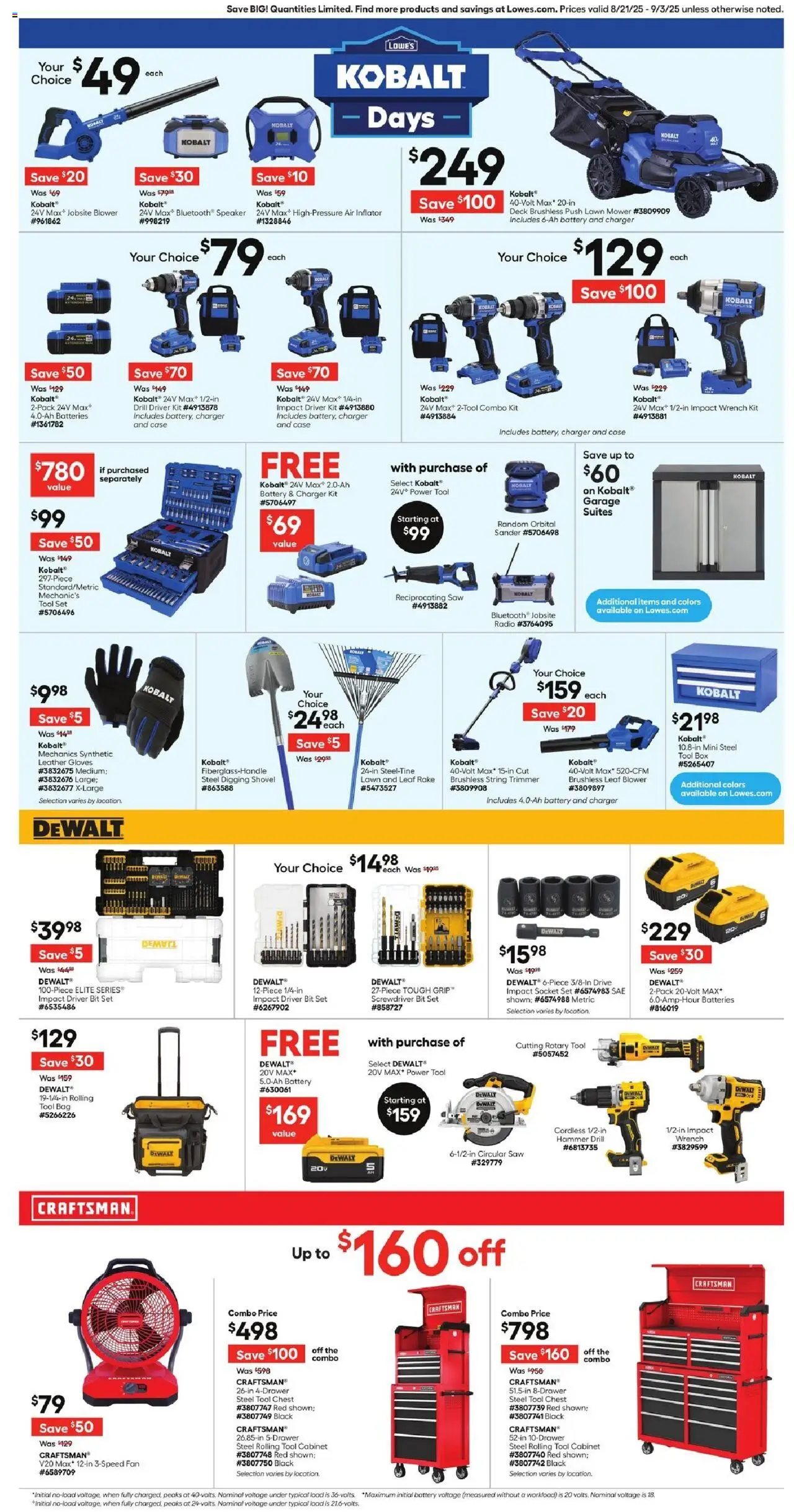 Lowe's Weekly Ad - valid from 21.08.2025 | Page: 3 | Products: Saw, Socket, Hammer, Fan