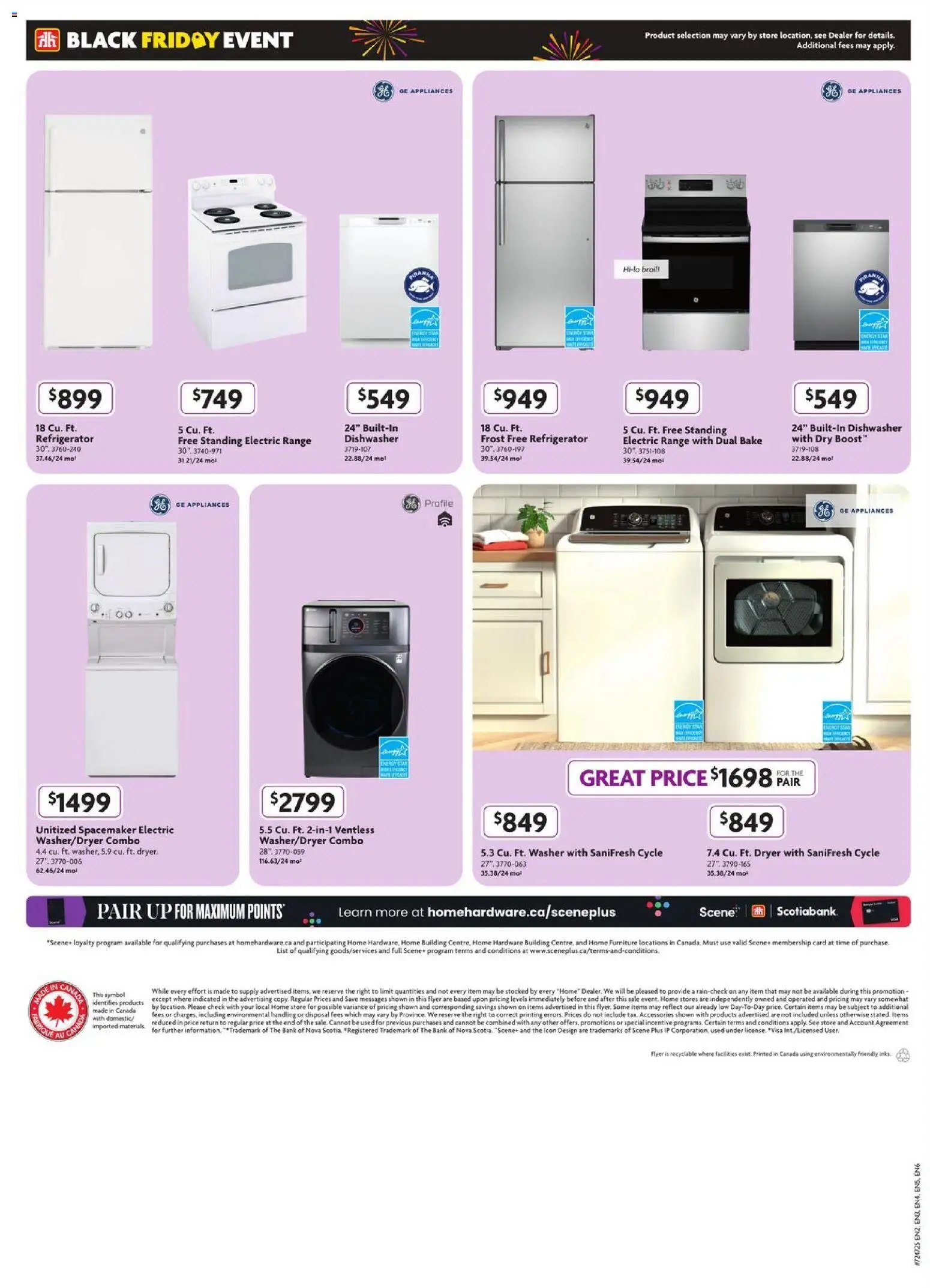 Home Hardware flyer valid from 20.11.2025 | Page: 4 | Products: Refrigerator, Dryer, Dishwasher