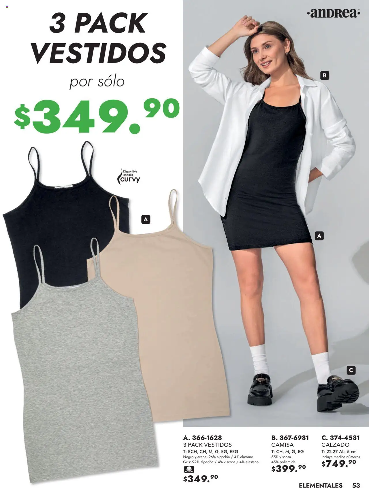 Nuevas ofertas de Andrea válidas en toda la República Mexicana desde el 25.05.2025. ¡Encuentra las mejores ofertas en Andrea - Catálogo Vestir Exterior! | Página: 53 | Productos: Camisa, Algodón