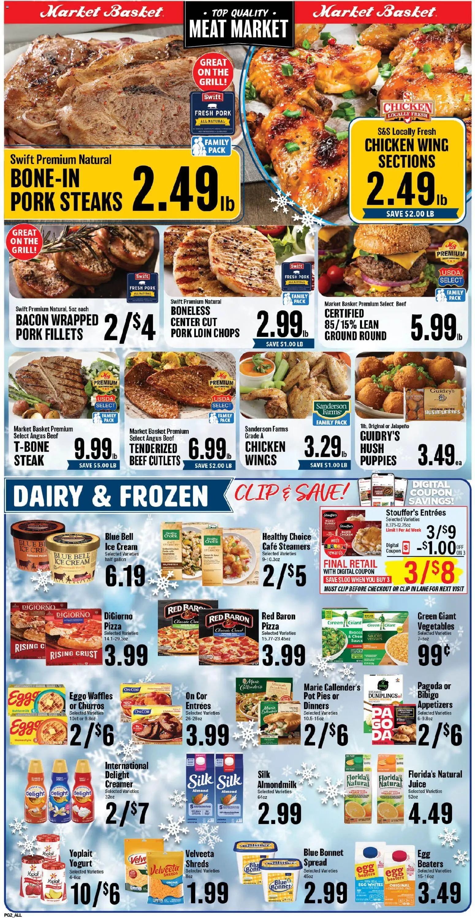 Market Basket Weekly Ad - valid from 14.01.2026 | Page: 2 | Products: Pizza, Cream, Ice cream, Sauce