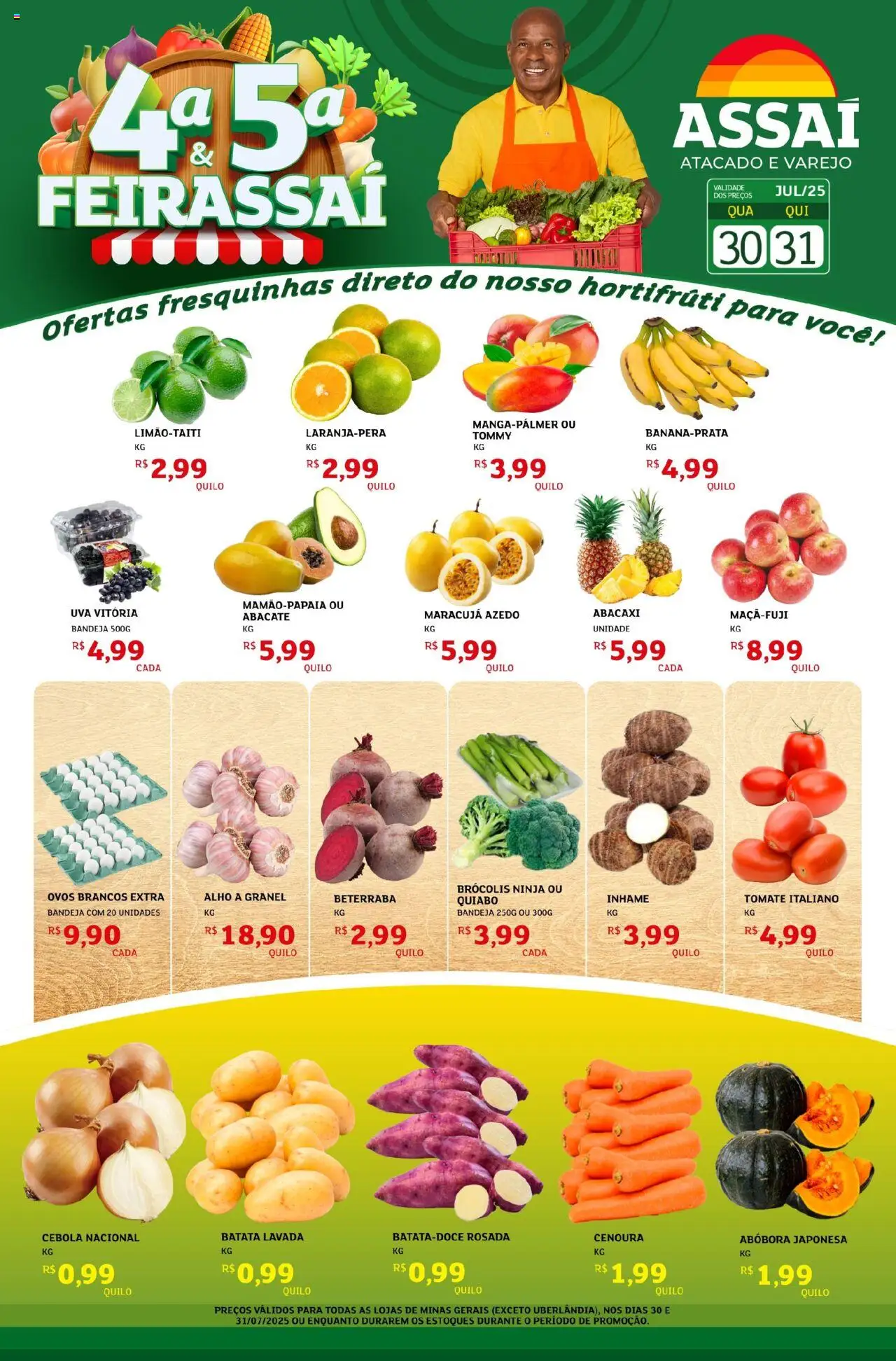 Assaí Atacadista Folheto - válido de 30.07.2025 | Página: 1 | Produtos: Alho, Beterraba, Ovos, Cenoura