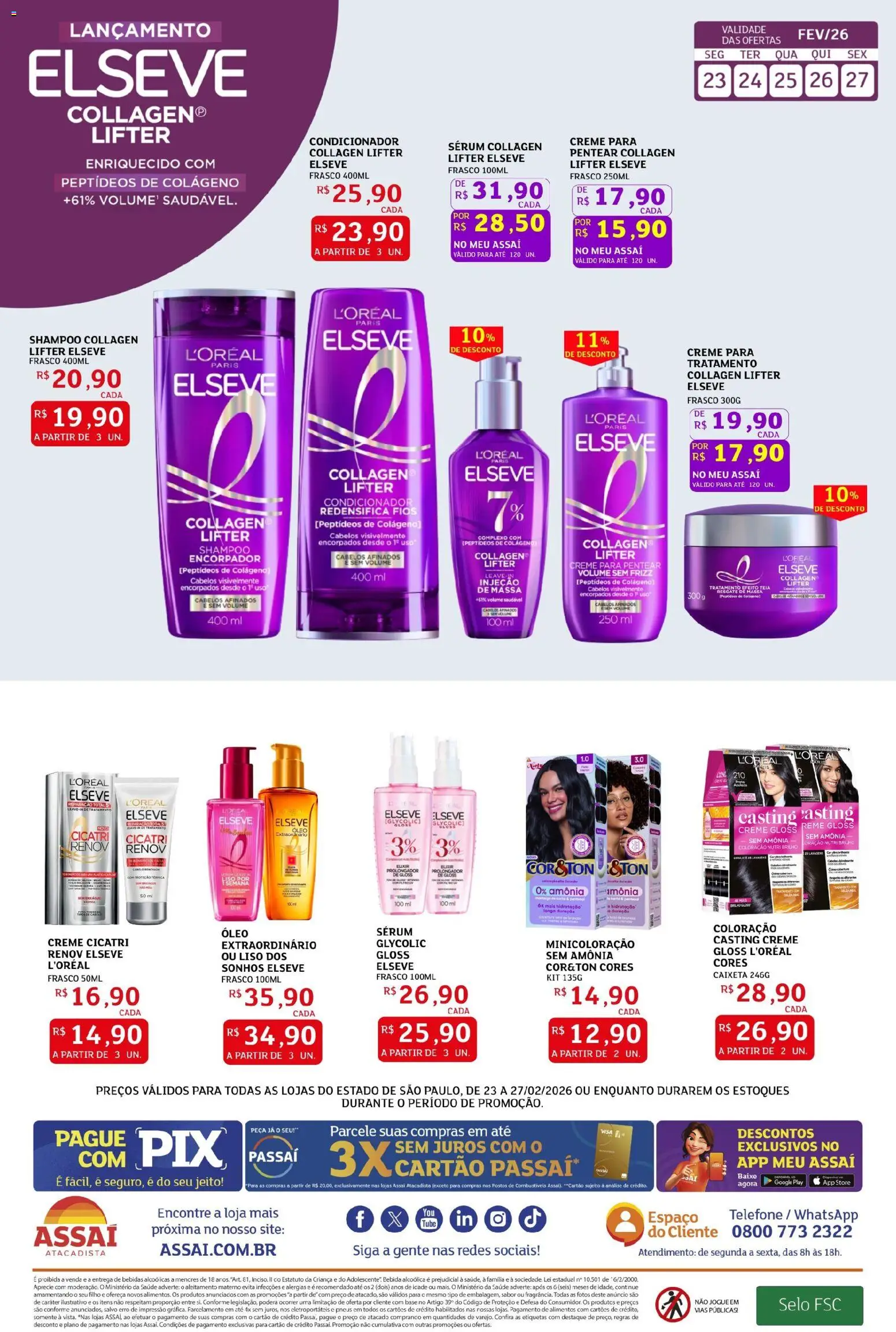 Assaí Atacadista Folheto - válido de 23.02.2026 | Página: 2 | Produtos: Colágeno, Pneus, Massa, Creme