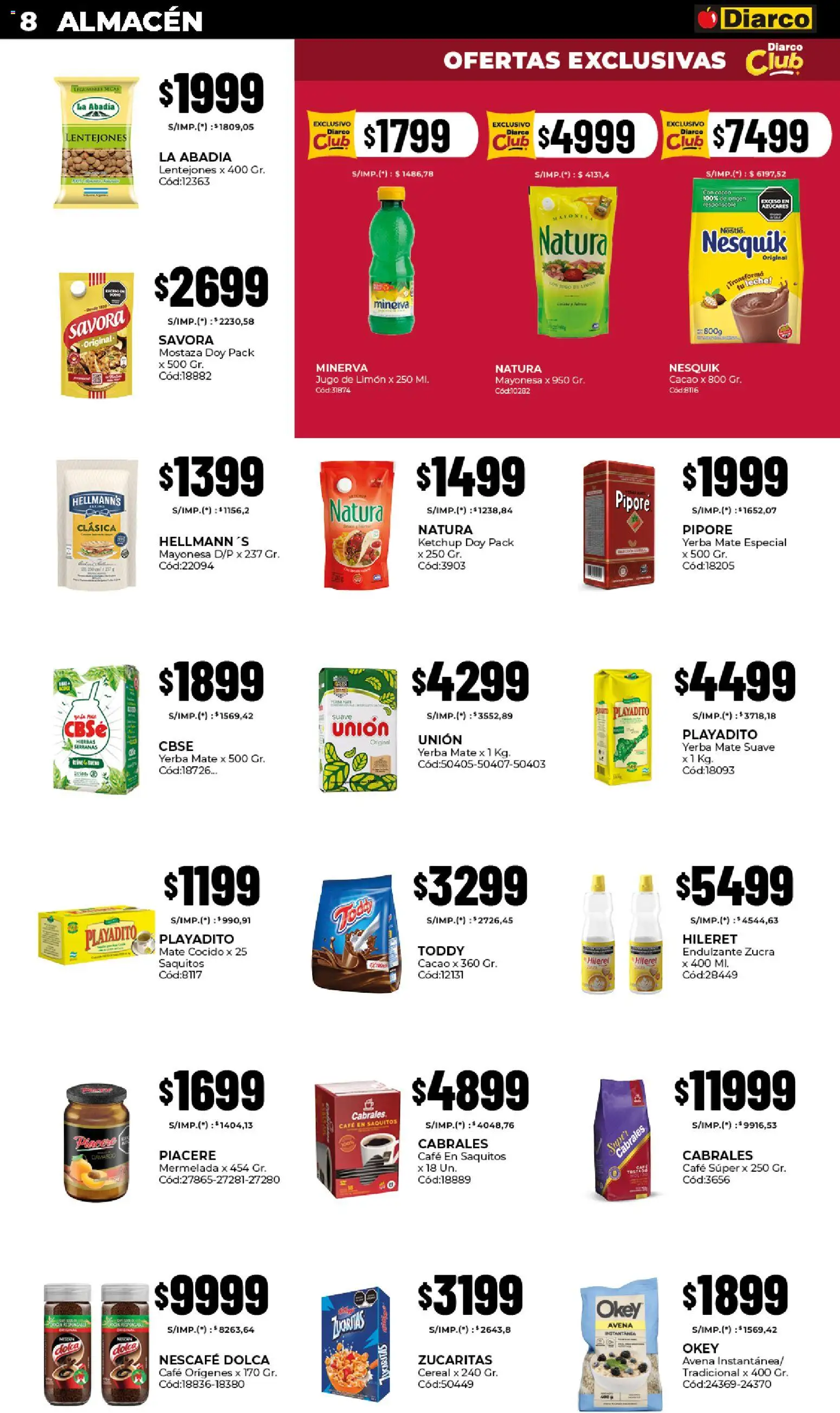 Diarco ofertas │ válido desde el 20.04.2026 | Página: 8 | Productos: Yerba, Leche, Mermelada, Cacao