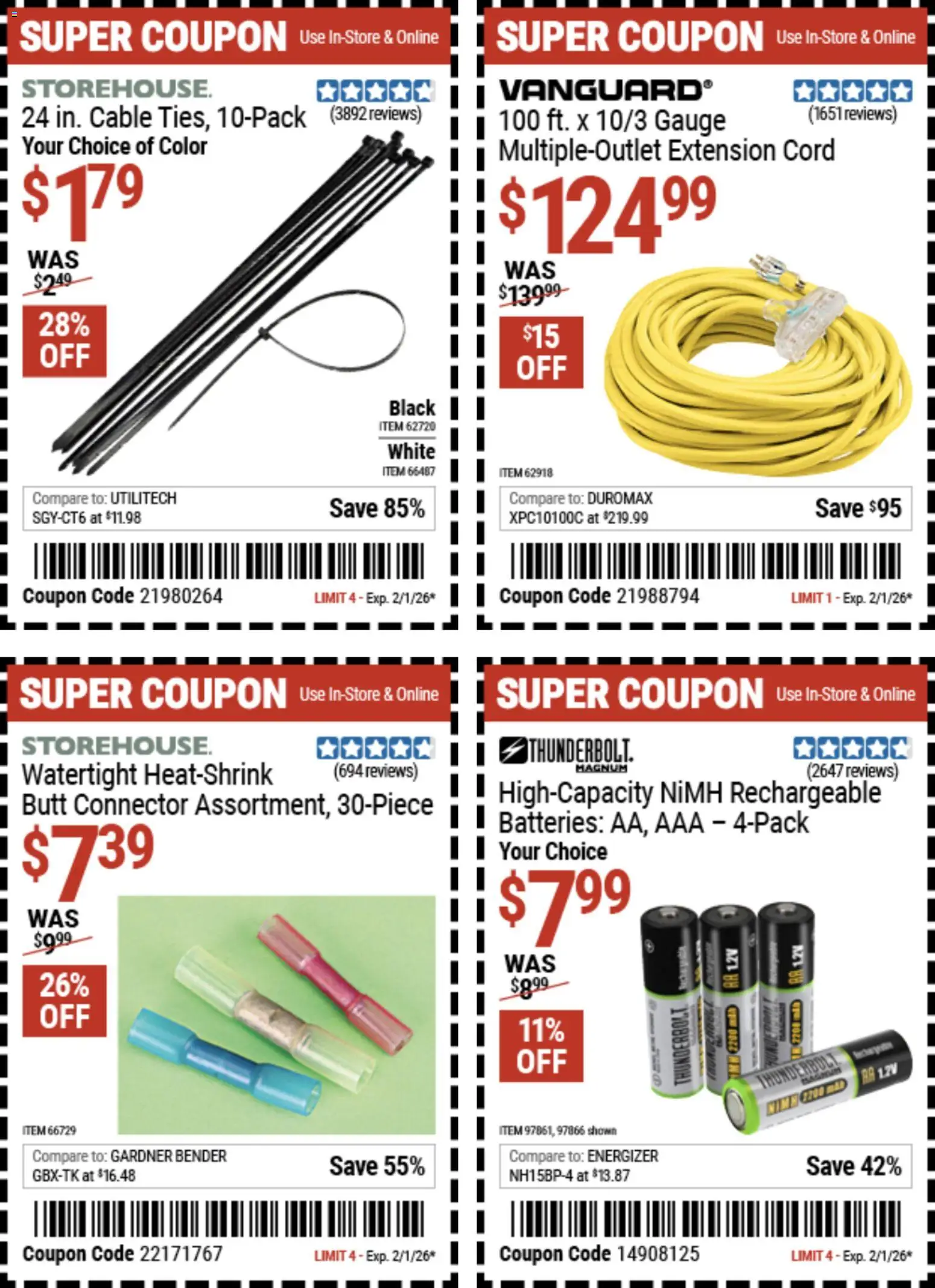 Harbor Freight Weekly Ad - valid from 20.01.2026 | Page: 4 | Products: Cable, Connector