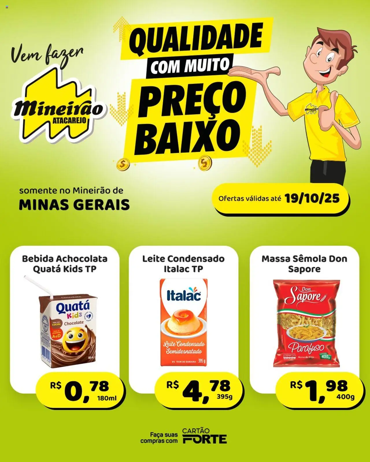 Mineirão Atacarejo Folheto - válido de 13.10.2025 | Página: 2 | Produtos: Leite, Faca, Massa, Bebida