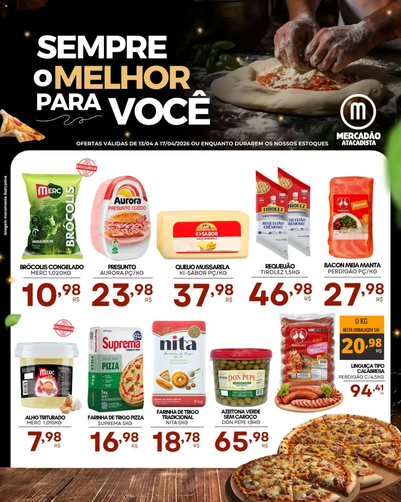 Mercadão Atacadista Folheto - válido de 13.04.2026 | Página: 1 | Produtos: Farinha de trigo, Queijo, Requeijão, Mussarela