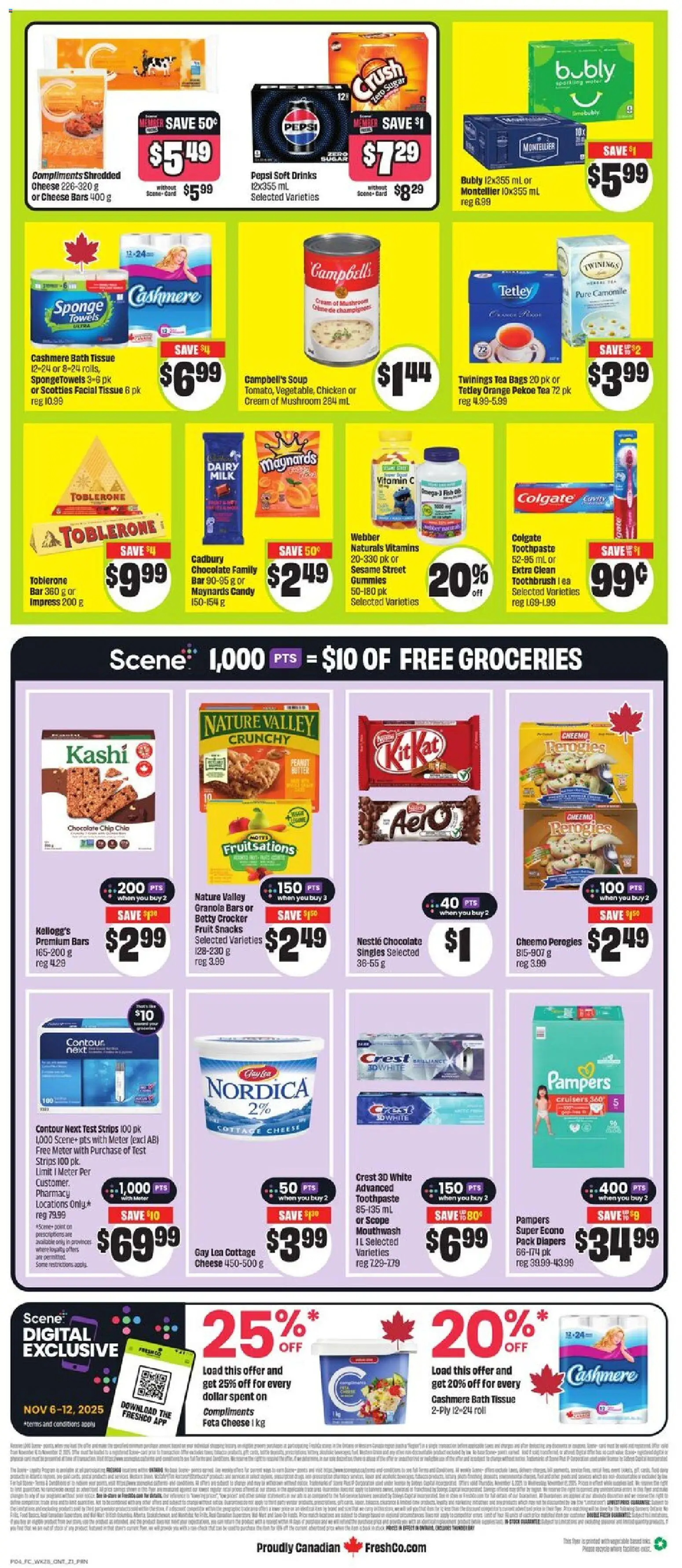 FreshCo flyer valid from 06.11.2025 | Page: 4 | Products: Cream, Mouthwash, Cheese, Chocolate