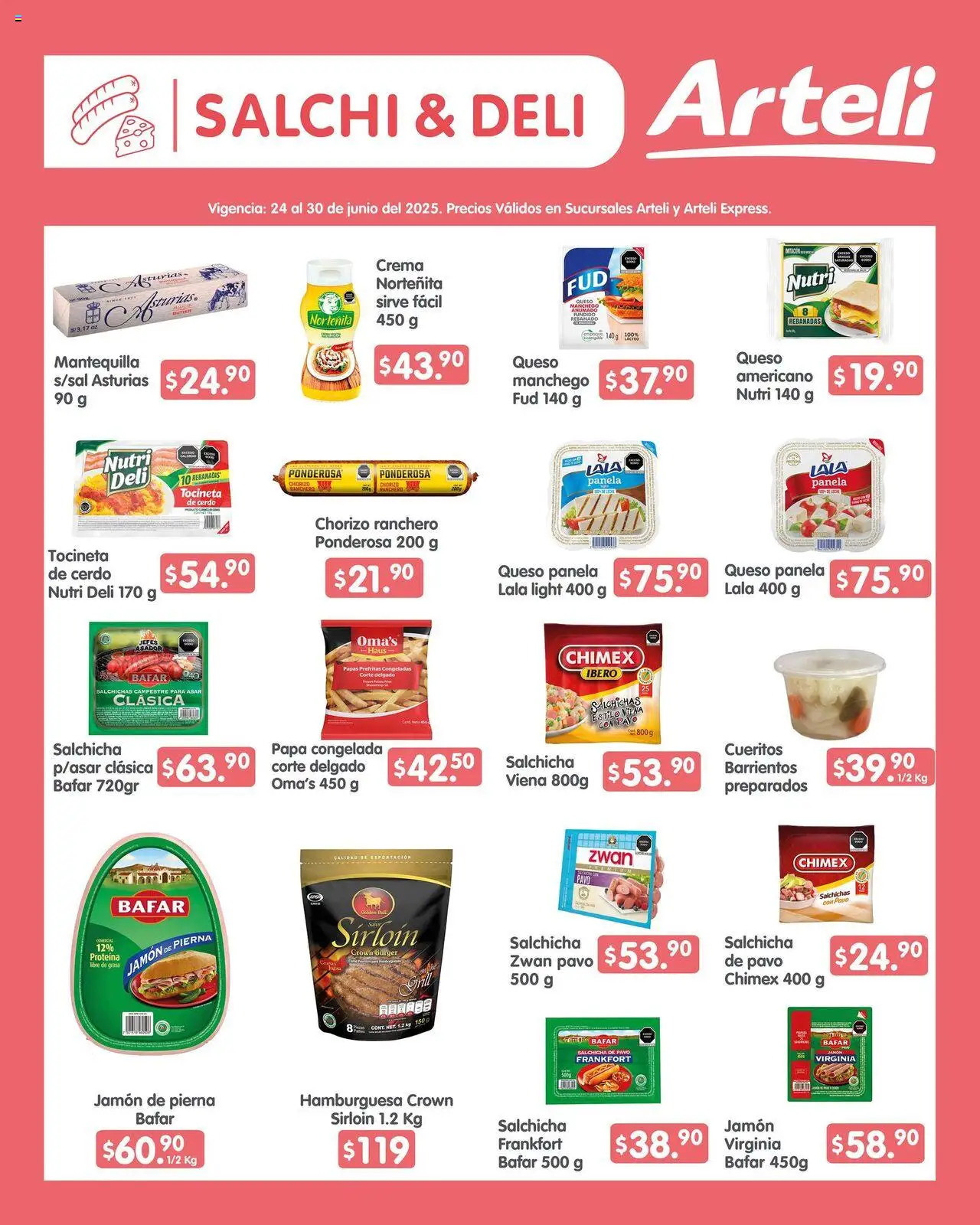 Nuevas ofertas de Arteli válidas en toda la República Mexicana desde el 24.06.2025. ¡Encuentra las mejores ofertas en Arteli folleto! | Página: 6 | Productos: Salchicha, Crema, Cerdo, Chorizo