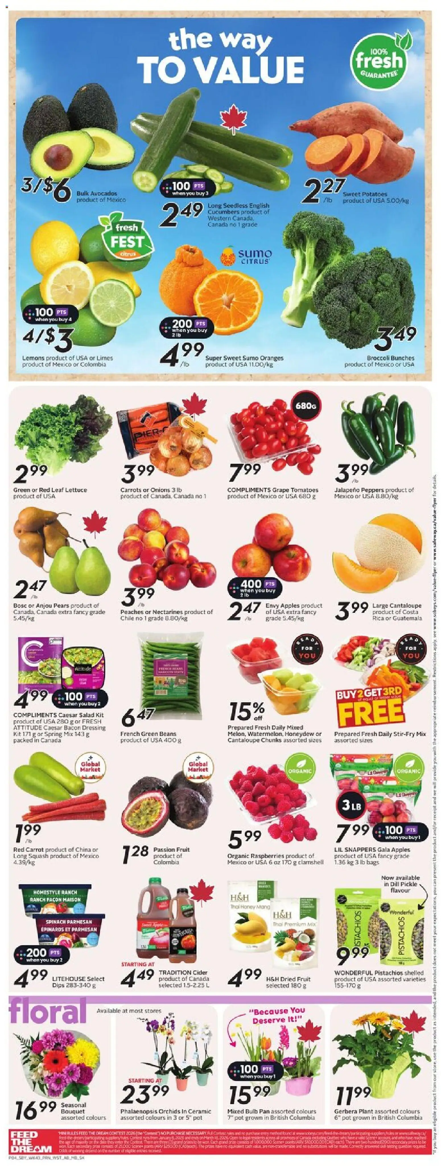 Sobeys flyer valid from 19.02.2026 | Page: 7 | Products: Cucumbers, Salad, Potatoes, Apples