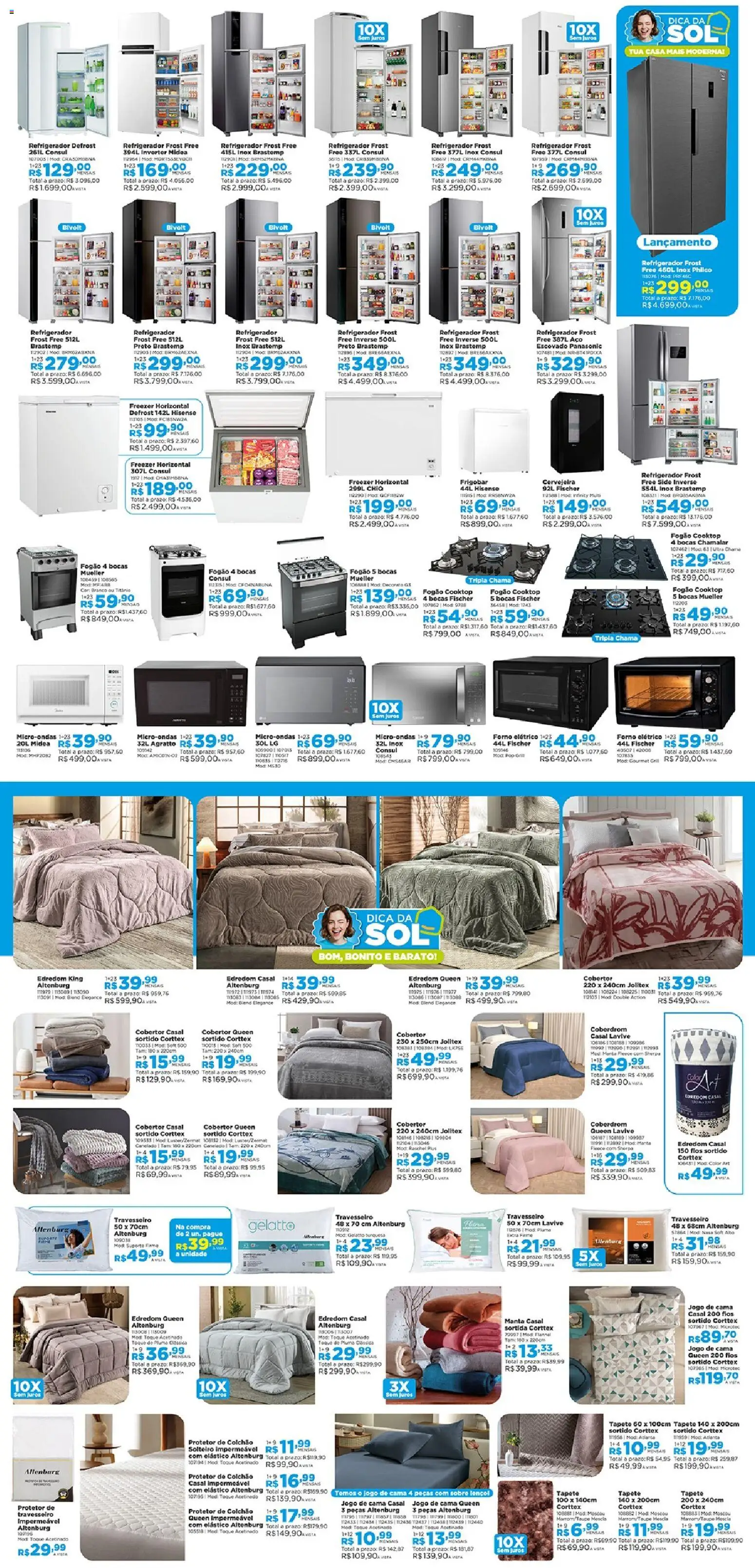 Lojas Solar Folheto - válido de 01.05.2026 | Página: 4 | Produtos: Edredom, Travesseiro, Cervejeira, Fogão 5 bocas