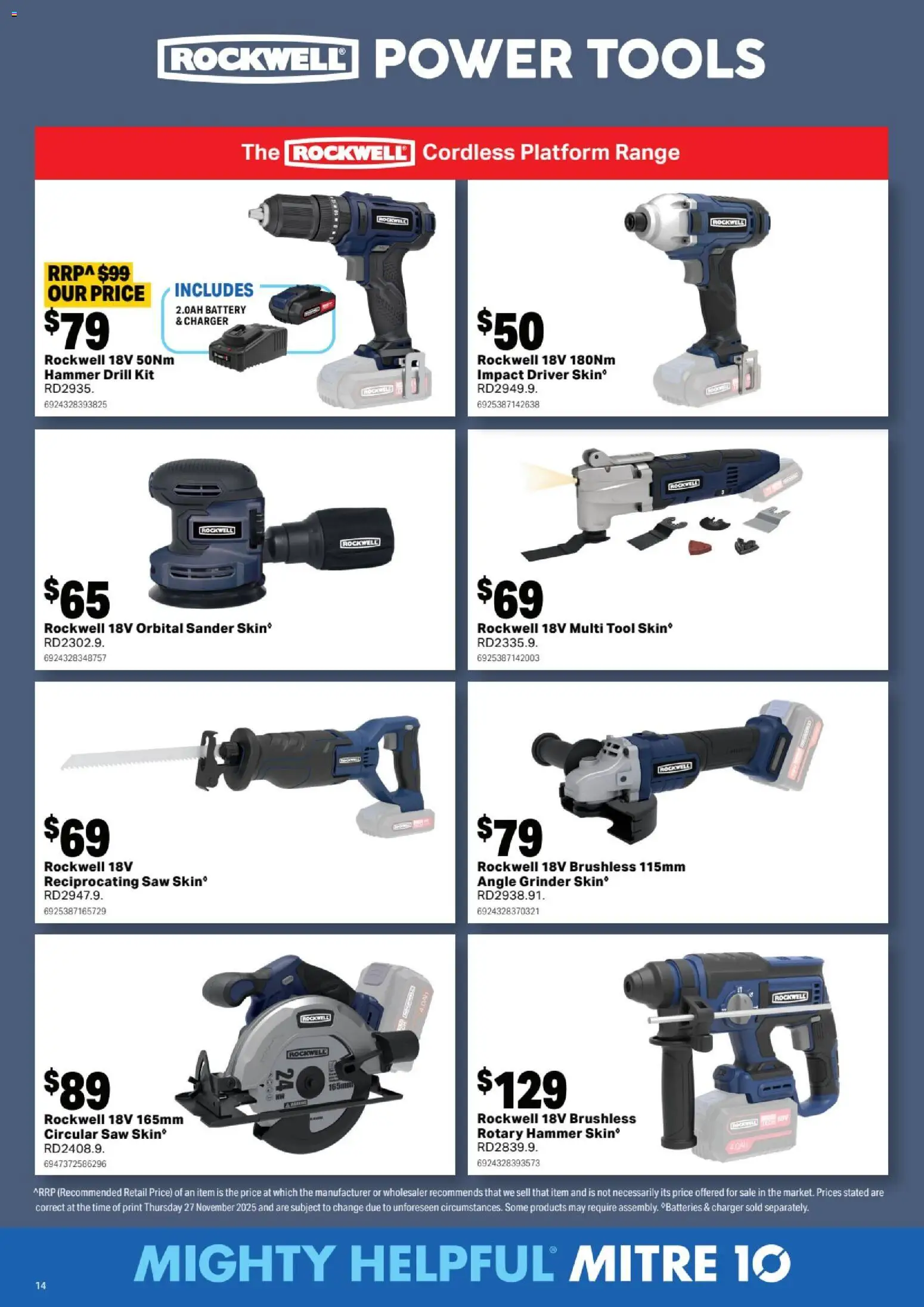 Mitre 10 catalogue - valid from 07.01.2026 | Page: 14 | Products: Battery, Charger, Saw, Grinder