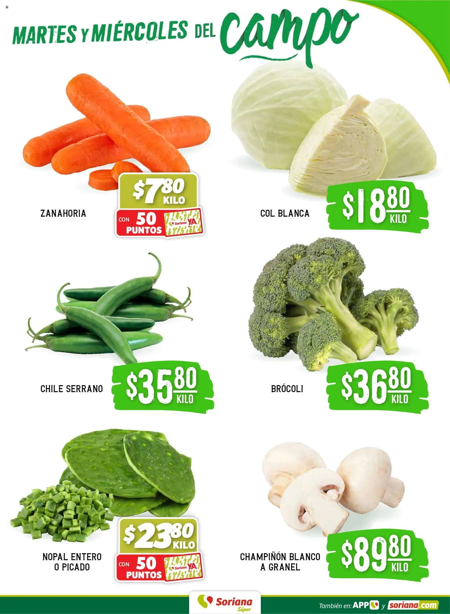 Nuevas ofertas de Soriana válidas en toda la República Mexicana desde el 24.02.2026. ¡Encuentra las mejores ofertas en Soriana - Martes y Miércoles del Campo Súper: Juárez! | Página: 3 | Productos: Brocoli, Col, Zanahoria