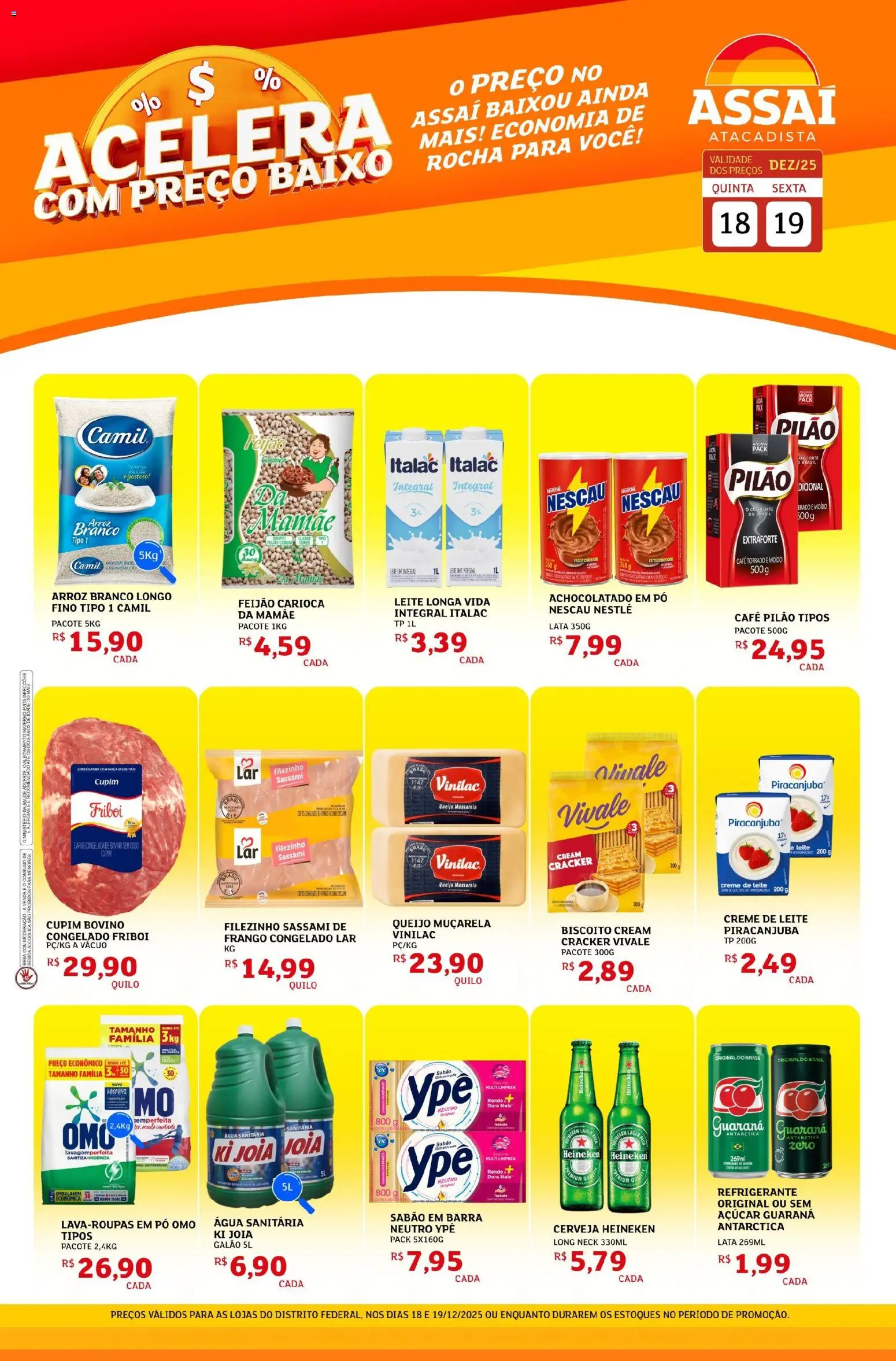 Assaí Atacadista Folheto - válido de 18.12.2025 | Página: 1 | Produtos: Feijão, Muçarela, Creme, Refrigerante