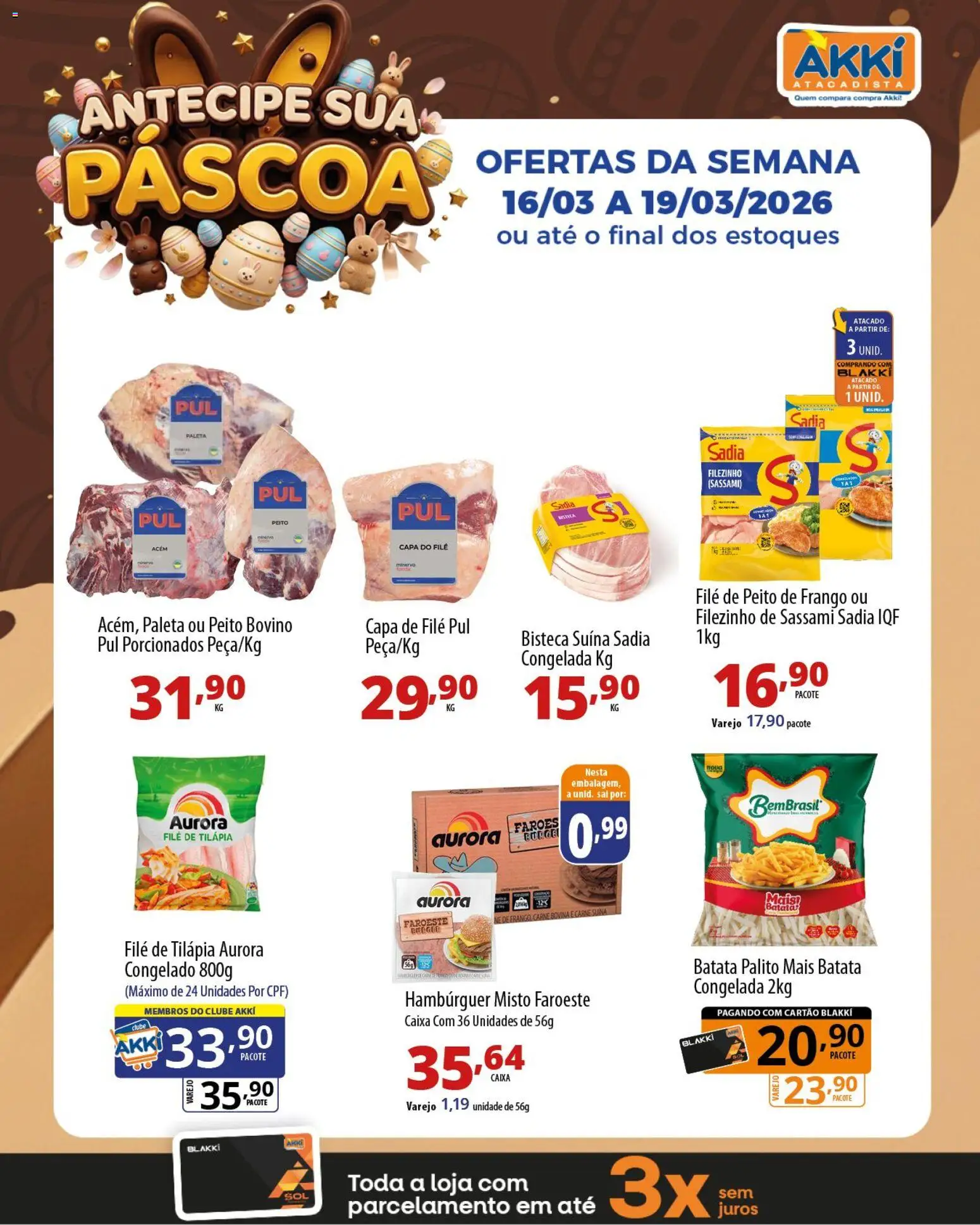 Akki Atacadista Folheto - válido de 16.03.2026 | Página: 2 | Produtos: Acém, Carne, Frango, Filé de tilápia