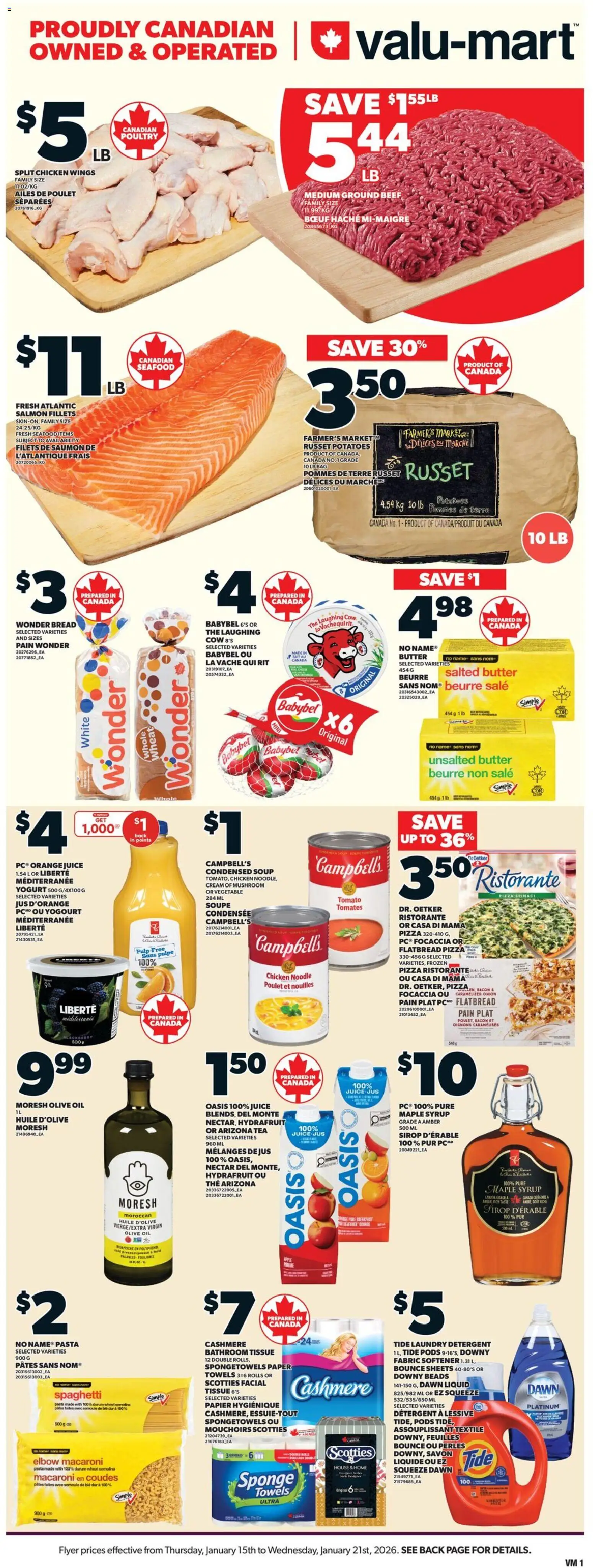 Valu Mart flyer valid from 15.01.2026 | Page: 1 | Products: Cream, Bag, Yogurt, Oil
