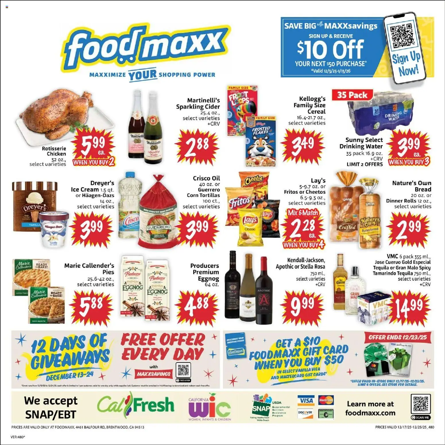 FoodMaxx Weekly Ad - CA - valid from 17.12.2025 | Page: 2 | Products: Cider, Corn, Bread, Water