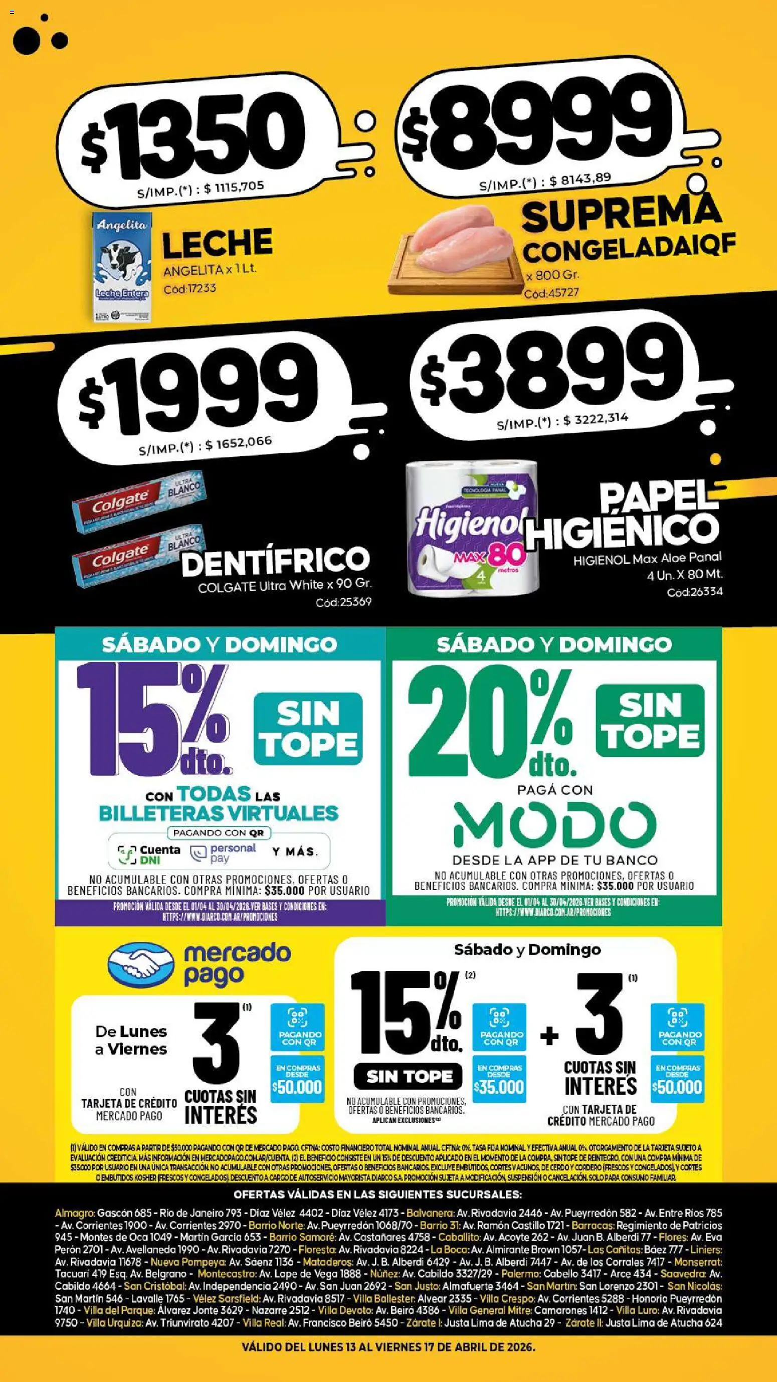 Diarco - Especial Locura De Precios │ válido desde el 13.04.2026 | Página: 2 | Productos: Lima, General, Leche, Cerdo