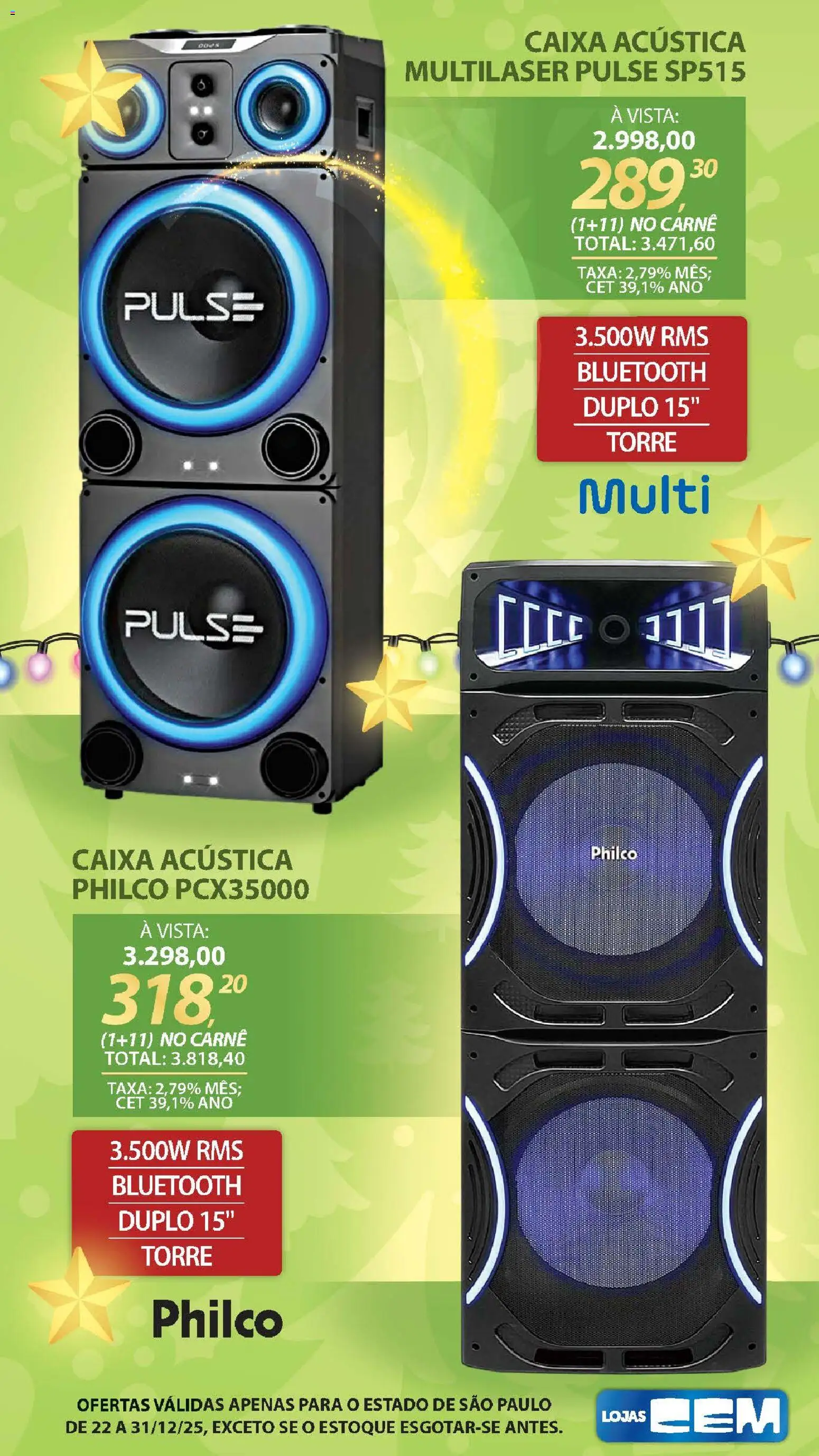 Lojas Cem Folheto - válido de 22.12.2025 | Página: 63 | Produtos: Caixa acústica, Caixa, Carne