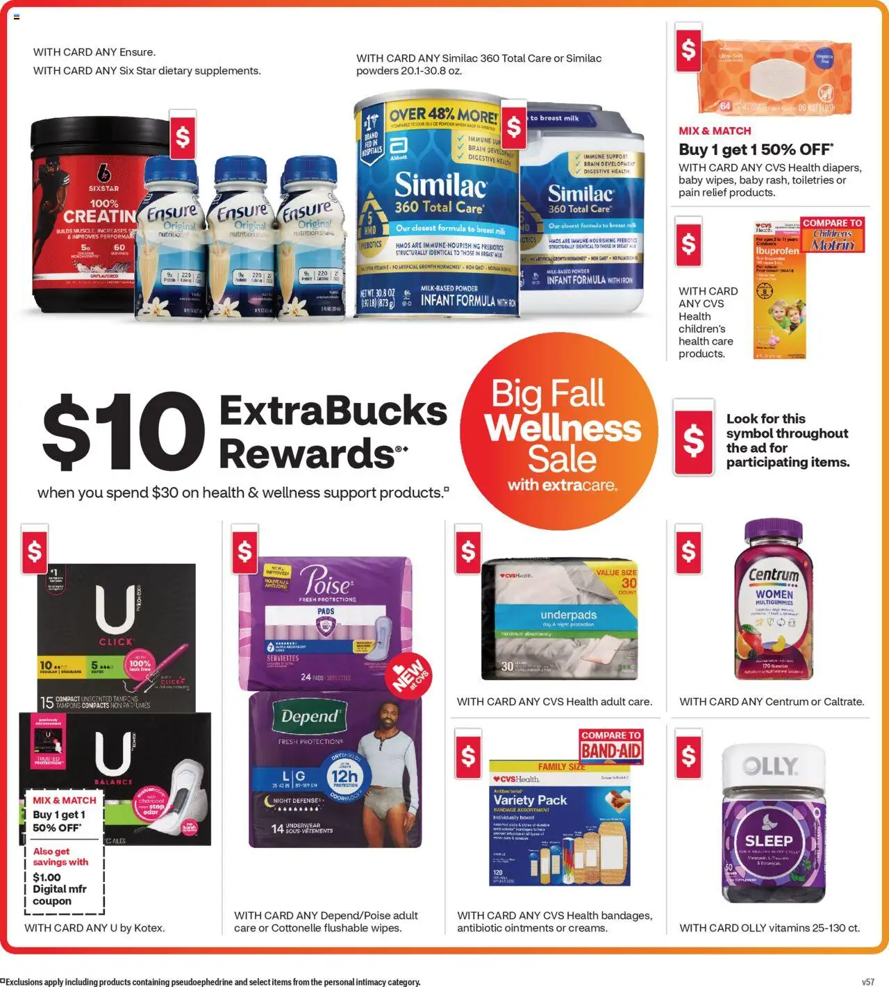 CVS Pharmacy Weekly Ad - WA - valid from 14.09.2025 | Page: 9 | Products: Powder, Milk, Tampons, Iron