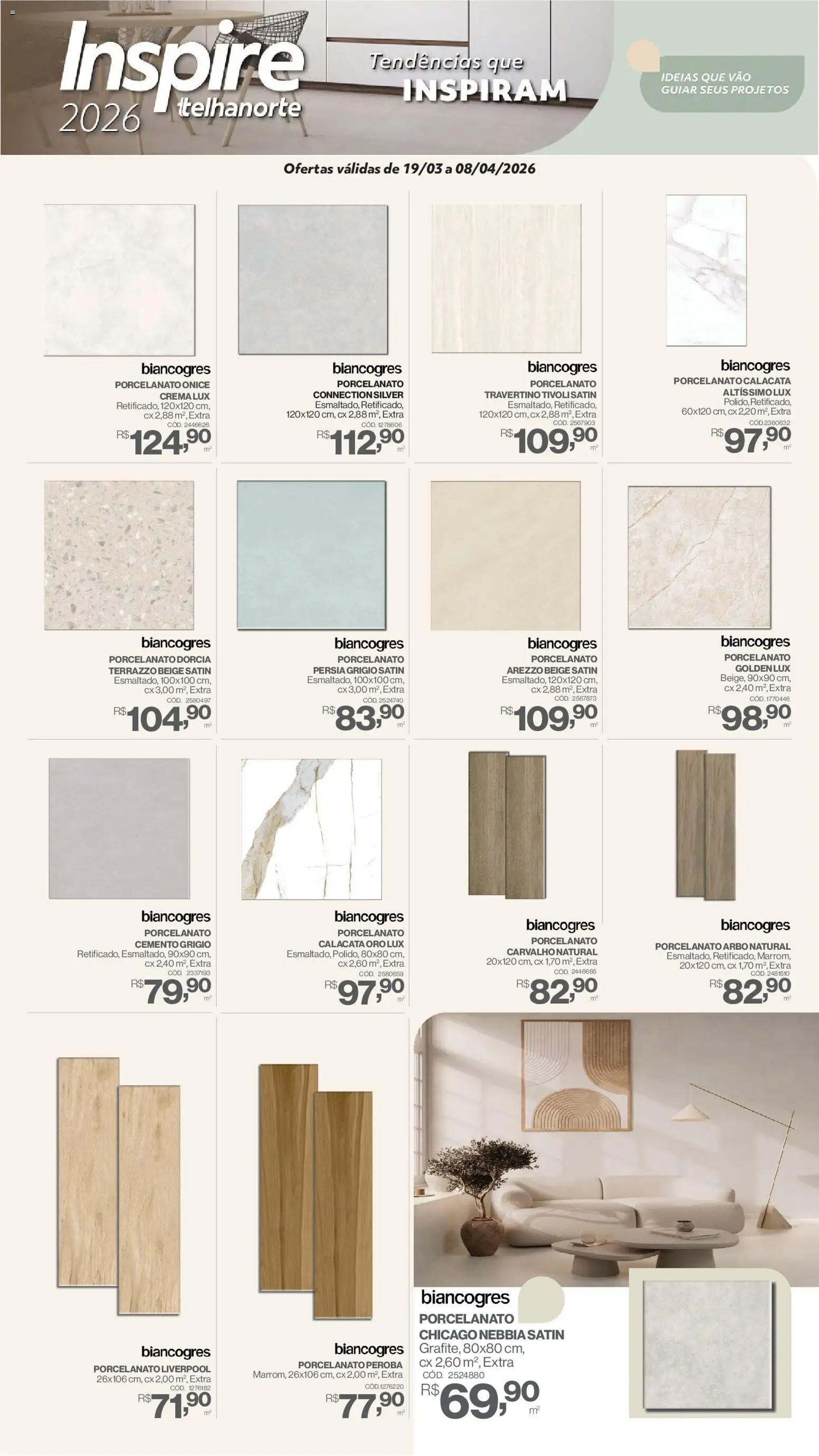 Telhanorte - Ofertas atuais Folheto - válido de 19.03.2026 | Página: 5 | Produtos: Porcelanato