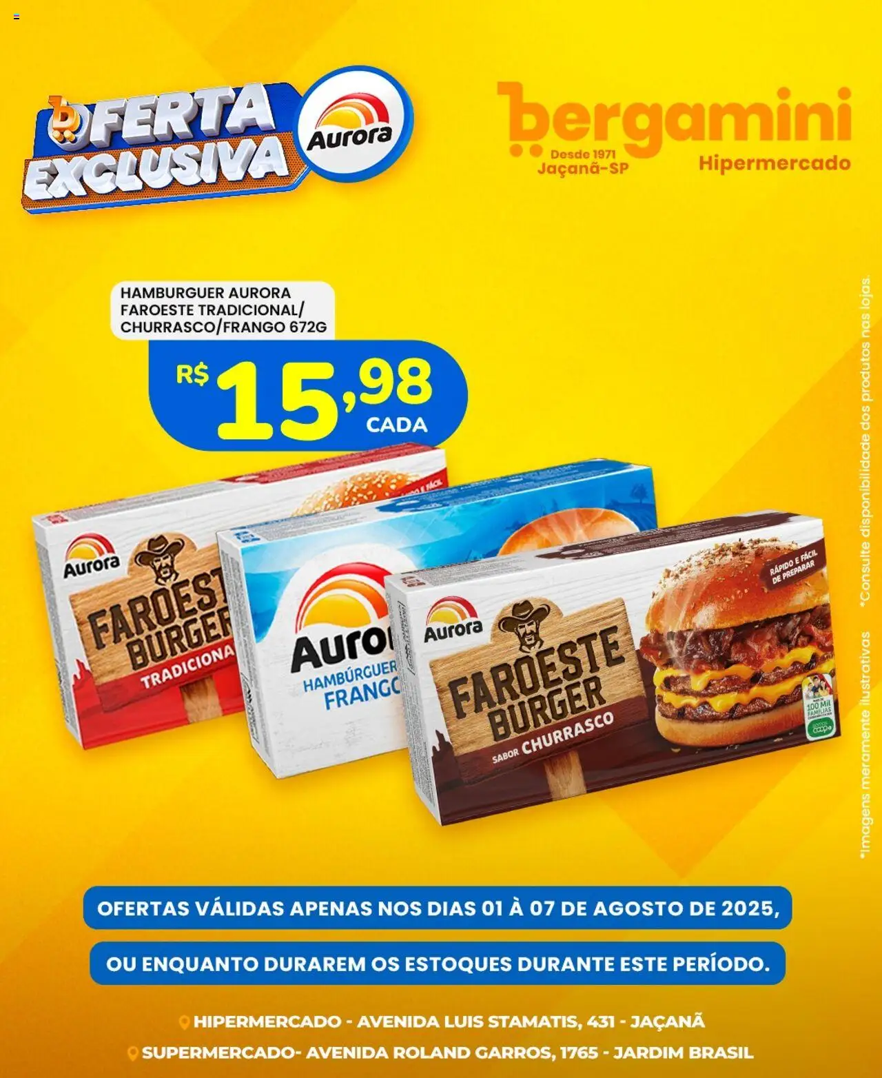 Supermercado Bergamini Folheto - válido de 01.08.2025 | Página: 6 | Produtos: Hambúrguer, Frango
