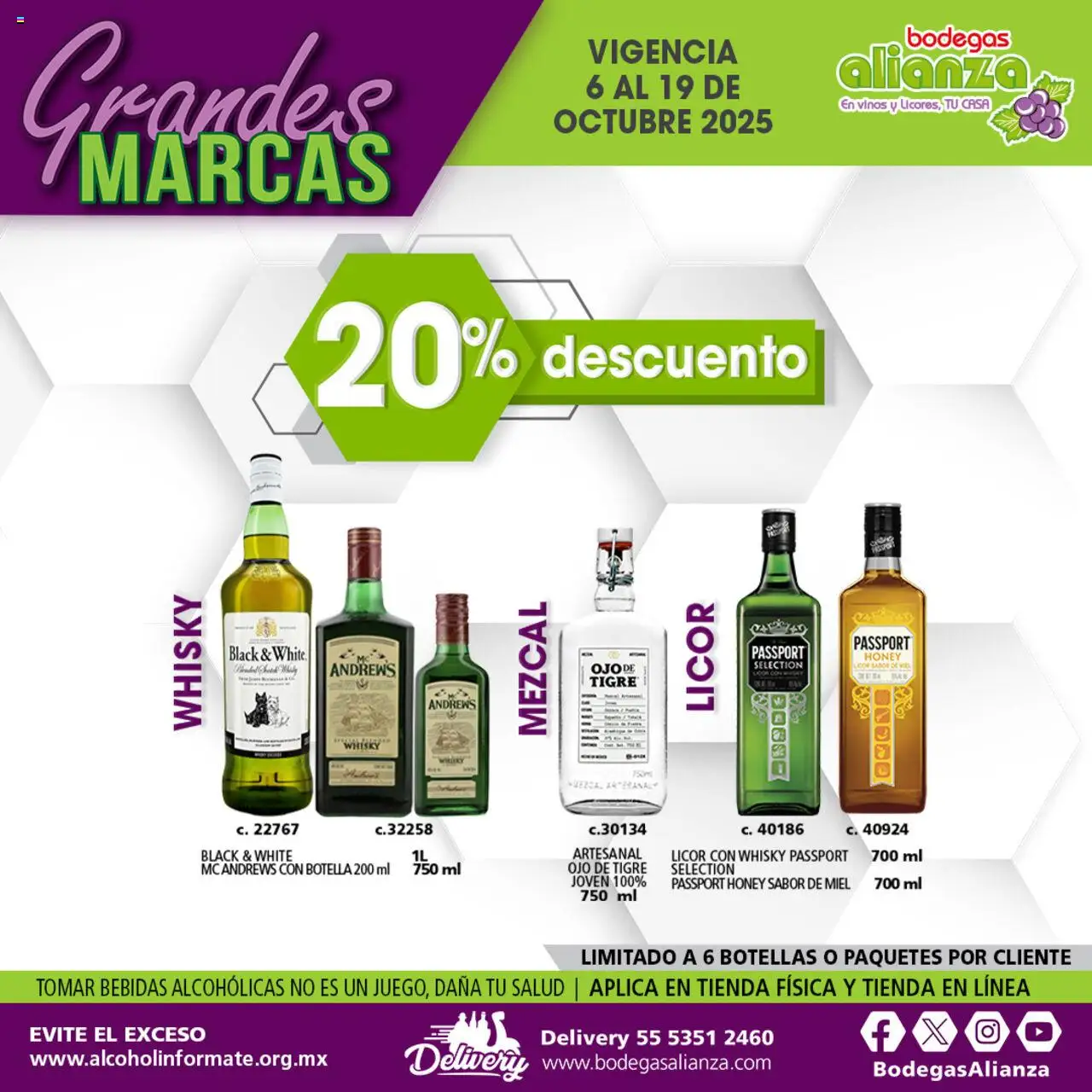 Nuevas ofertas de Bodegas Alianza válidas en toda la República Mexicana desde el 06.10.2025. ¡Encuentra las mejores ofertas en Bodegas Alianza - Catálogo Grandes Marcas! | Página: 8 | Productos: Botella, Whisky