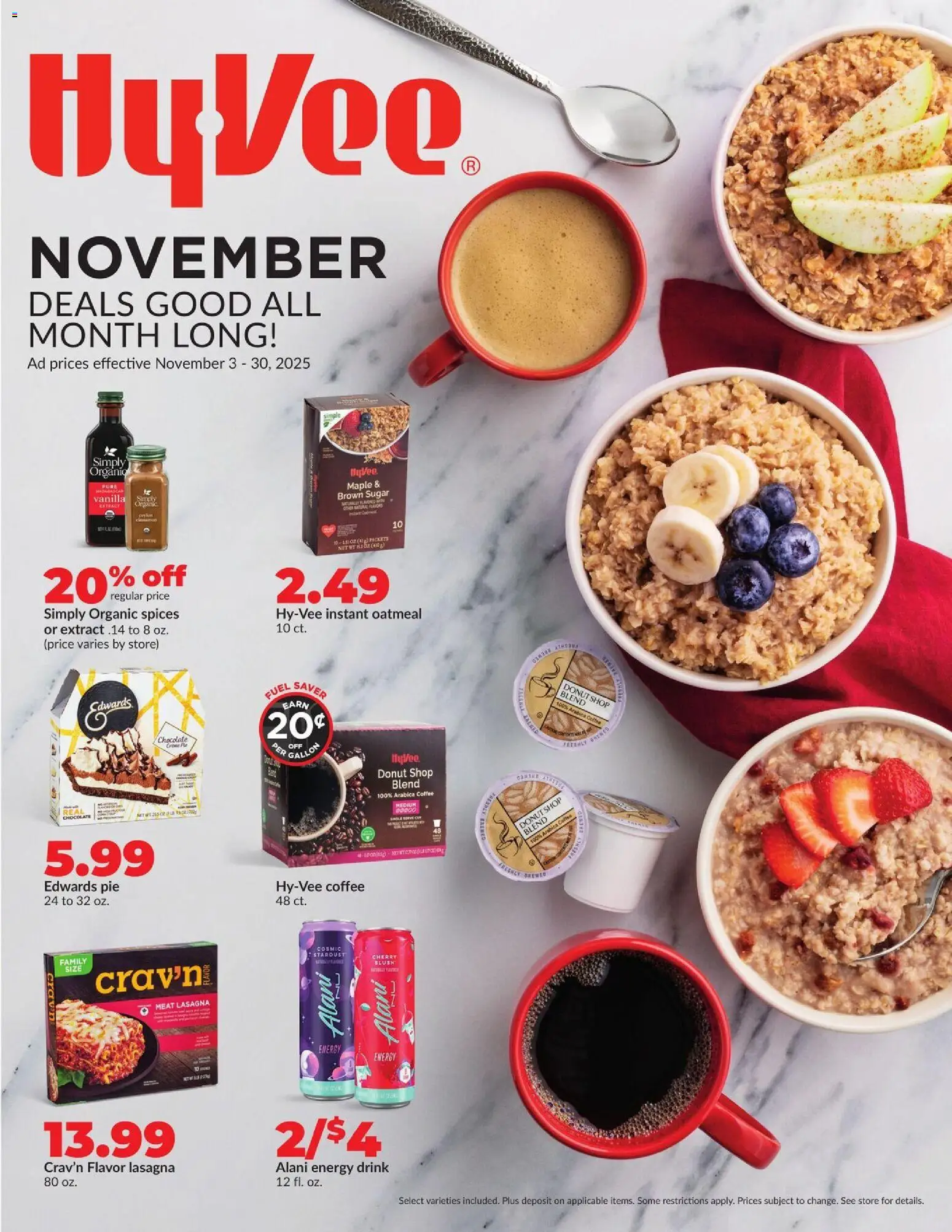 HyVee Deals Good All Month Long - valid from 03.11.2025 | Page: 1 | Products: Coffee, Chocolate, Spices, Sugar