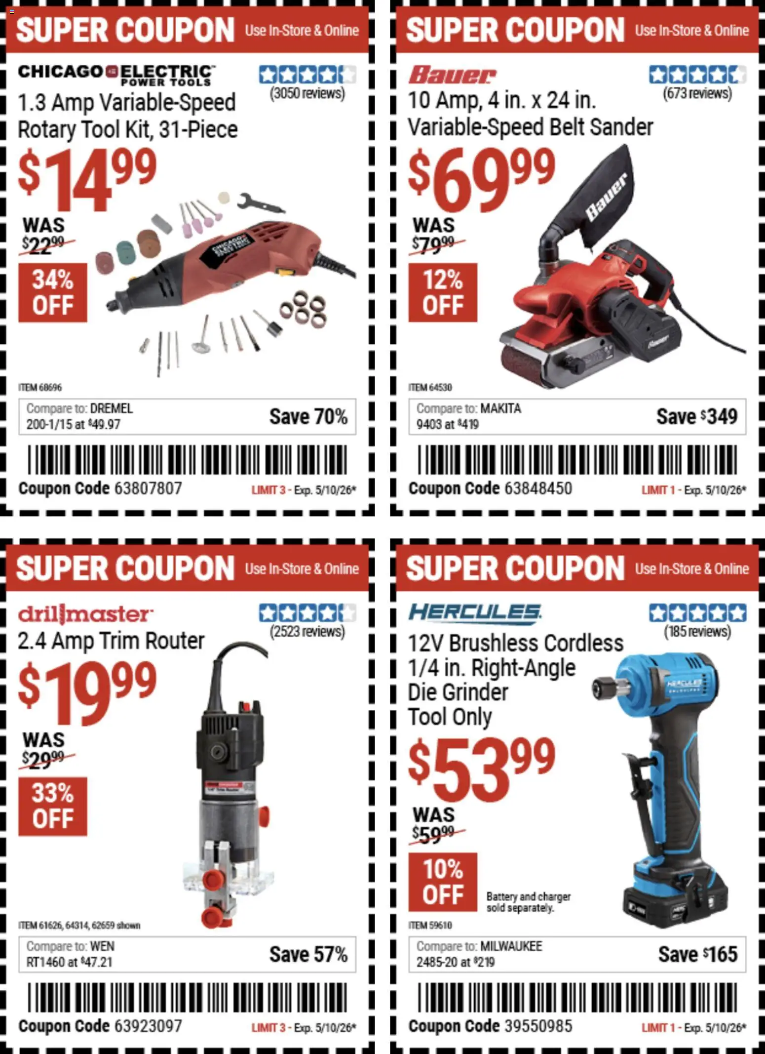 Harbor Freight Weekly Ad - valid from 27.04.2026 | Page: 18 | Products: Trim, Belt, Charger, Grinder