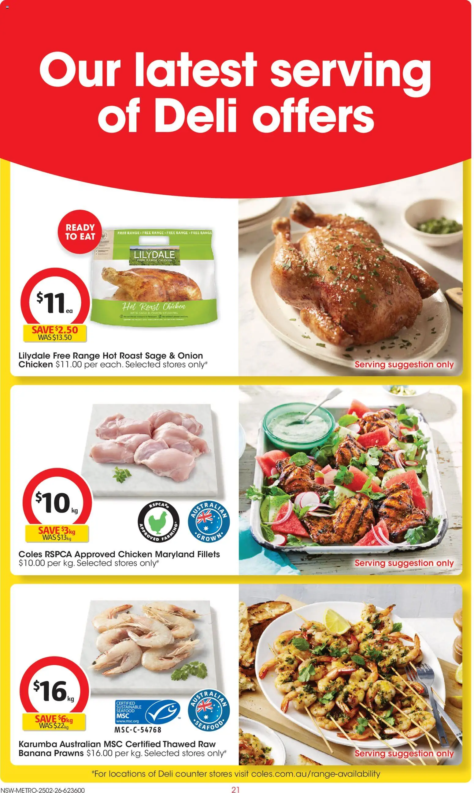 Coles catalogue - valid from 25.02.2026 | Page: 21 | Products: Chicken, Prawns, Sustainable, Seafood