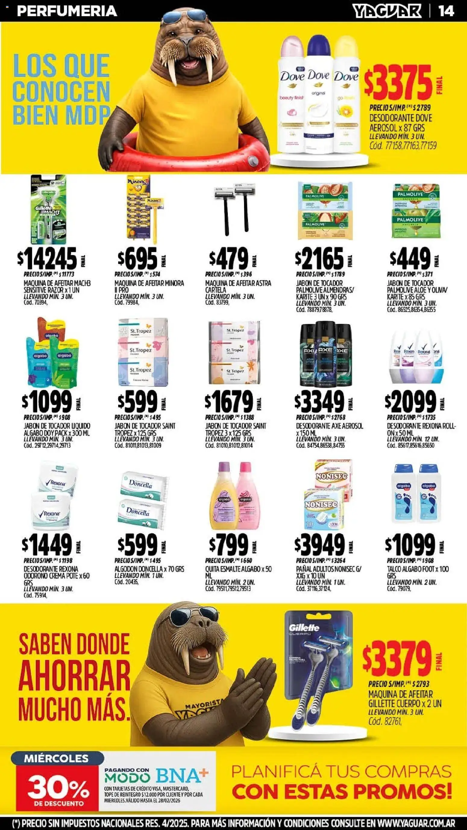 Yaguar - Oferta Semanal Mar del Plata │ válido desde el 02.02.2026 | Página: 13 | Productos: Algodón, Jabón, Desodorante, Crema